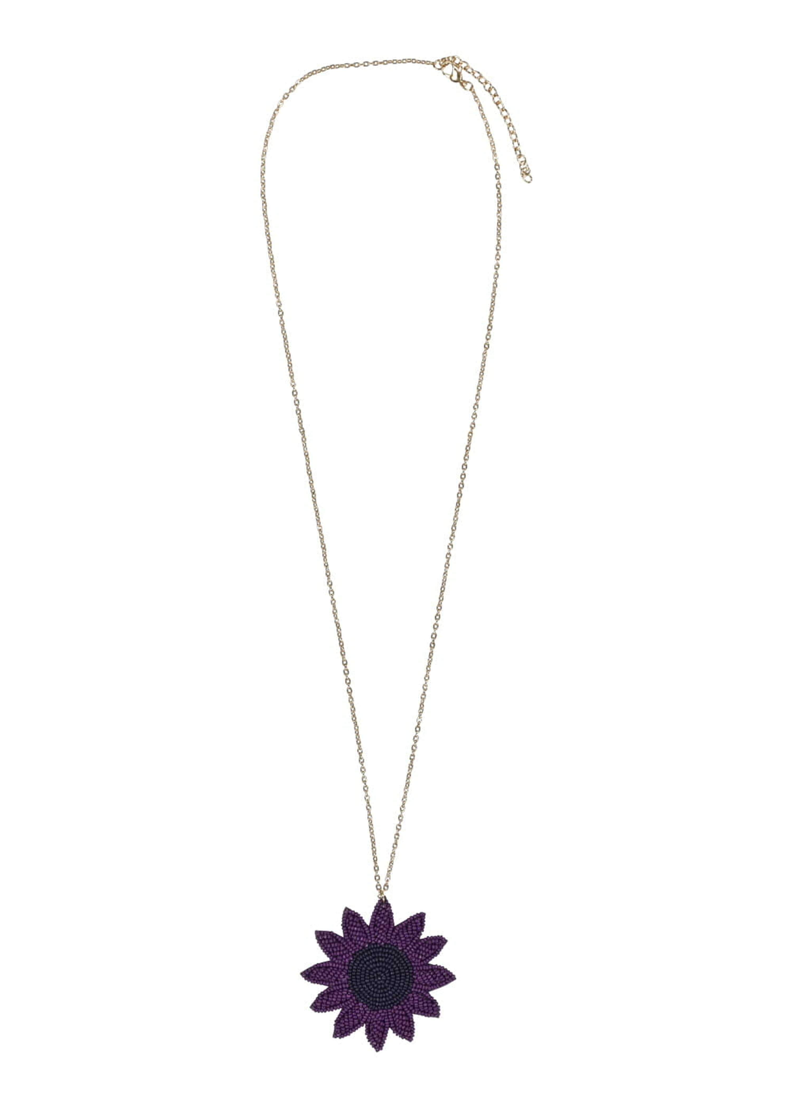 Paarse bloemenhangerketting met parels