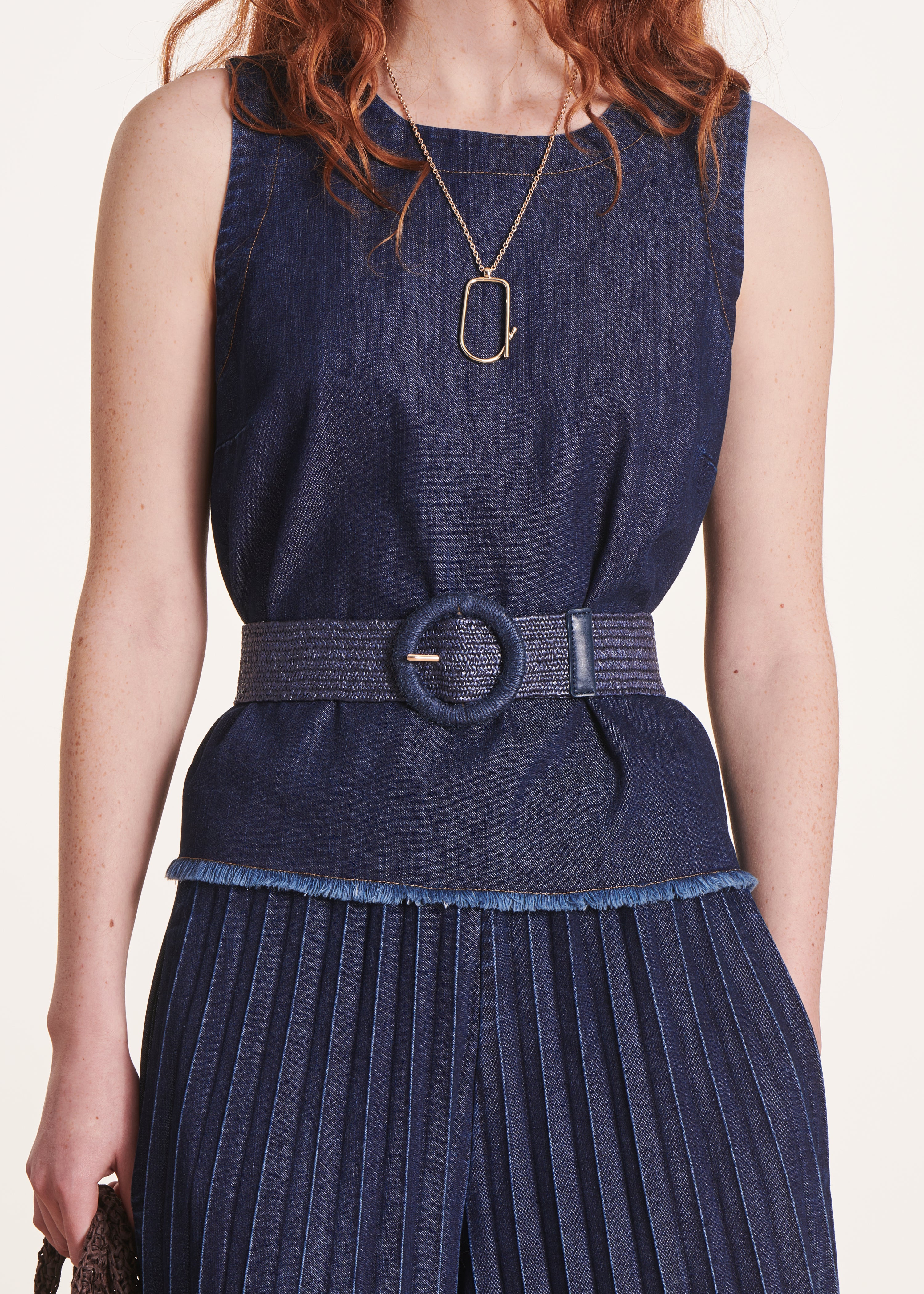 Cintura in tessuto elasticizzato blu navy