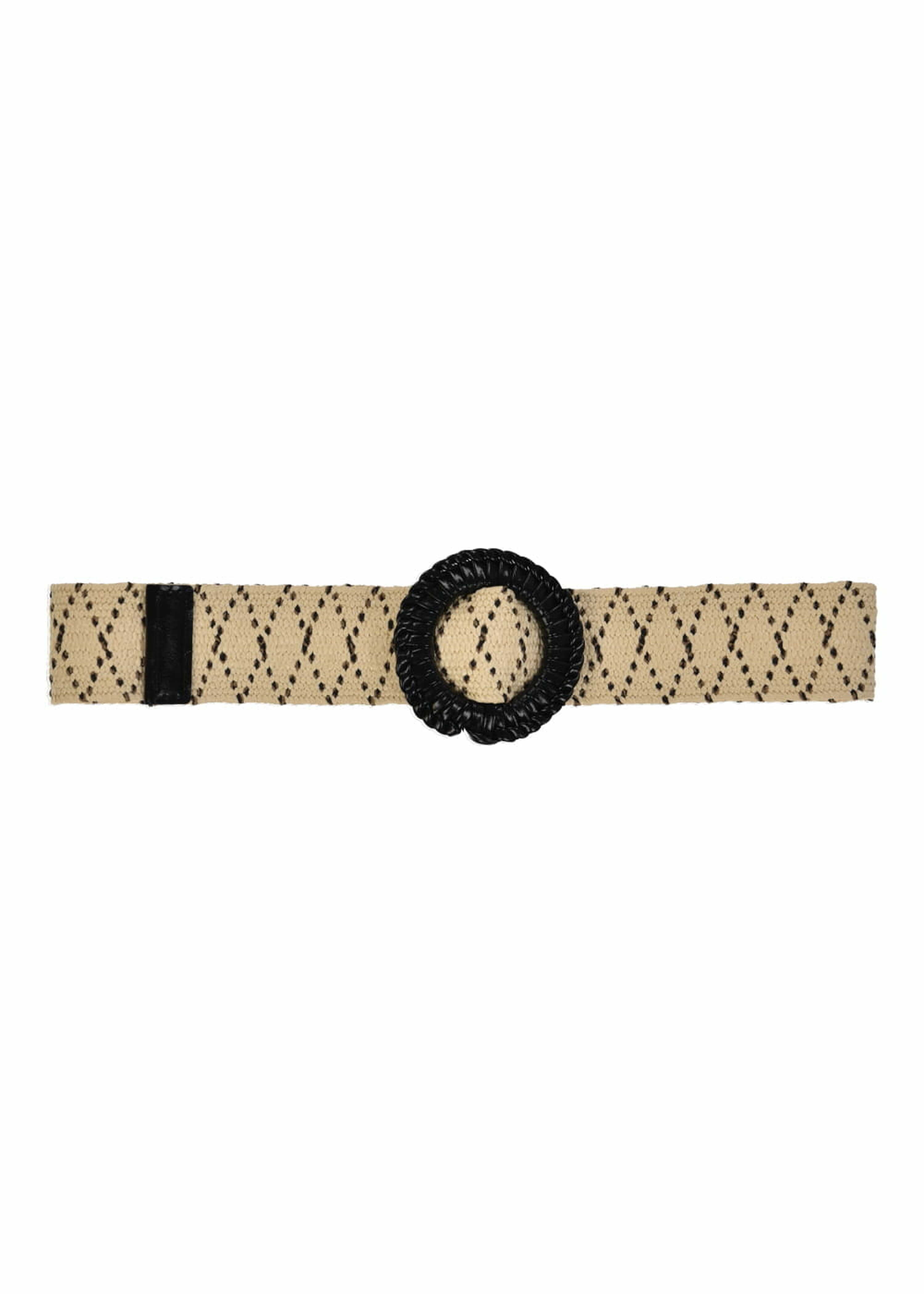 Cinturón elástico beige con hebilla ancha