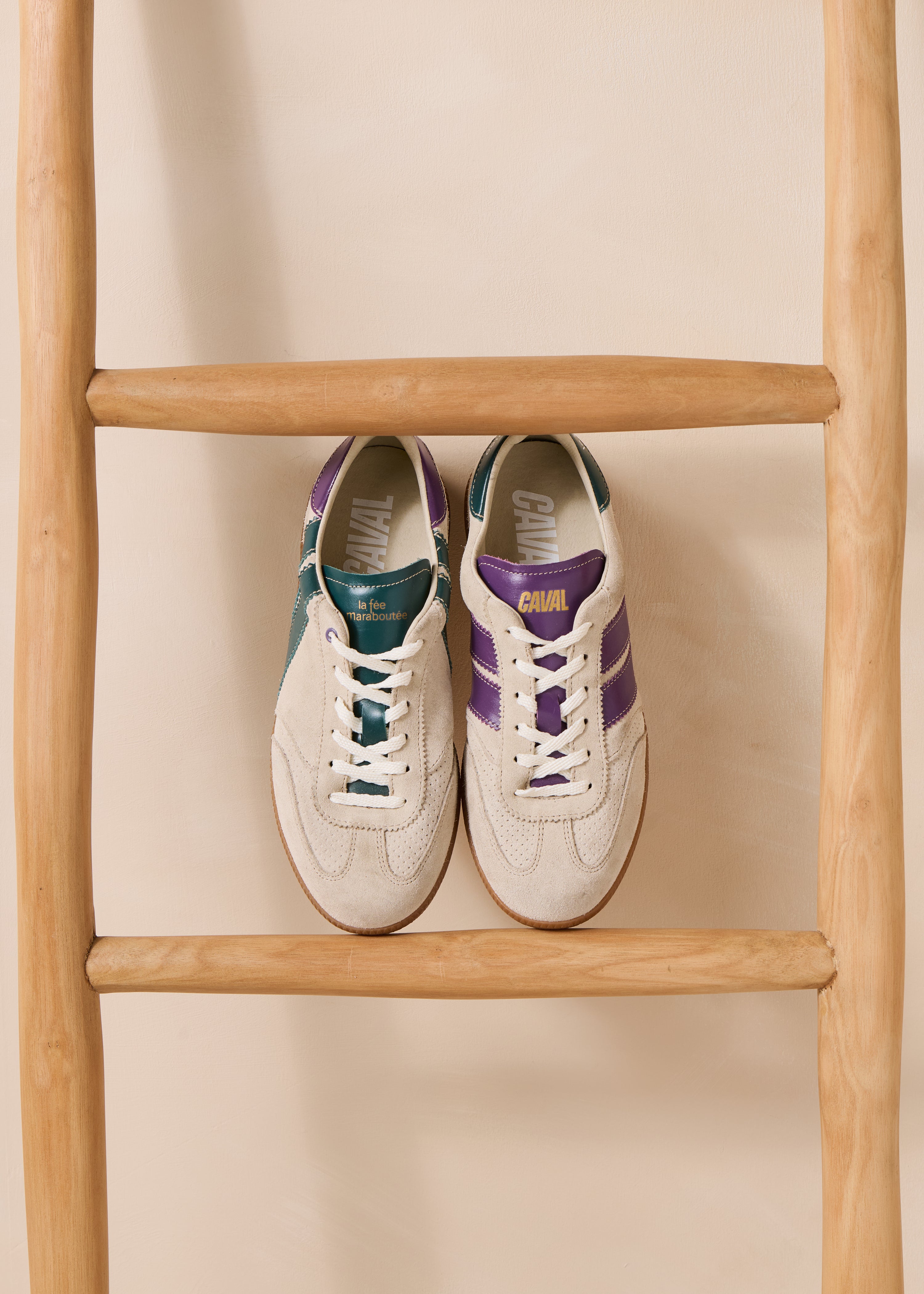 Beige Asymmetric Leather Sneakers