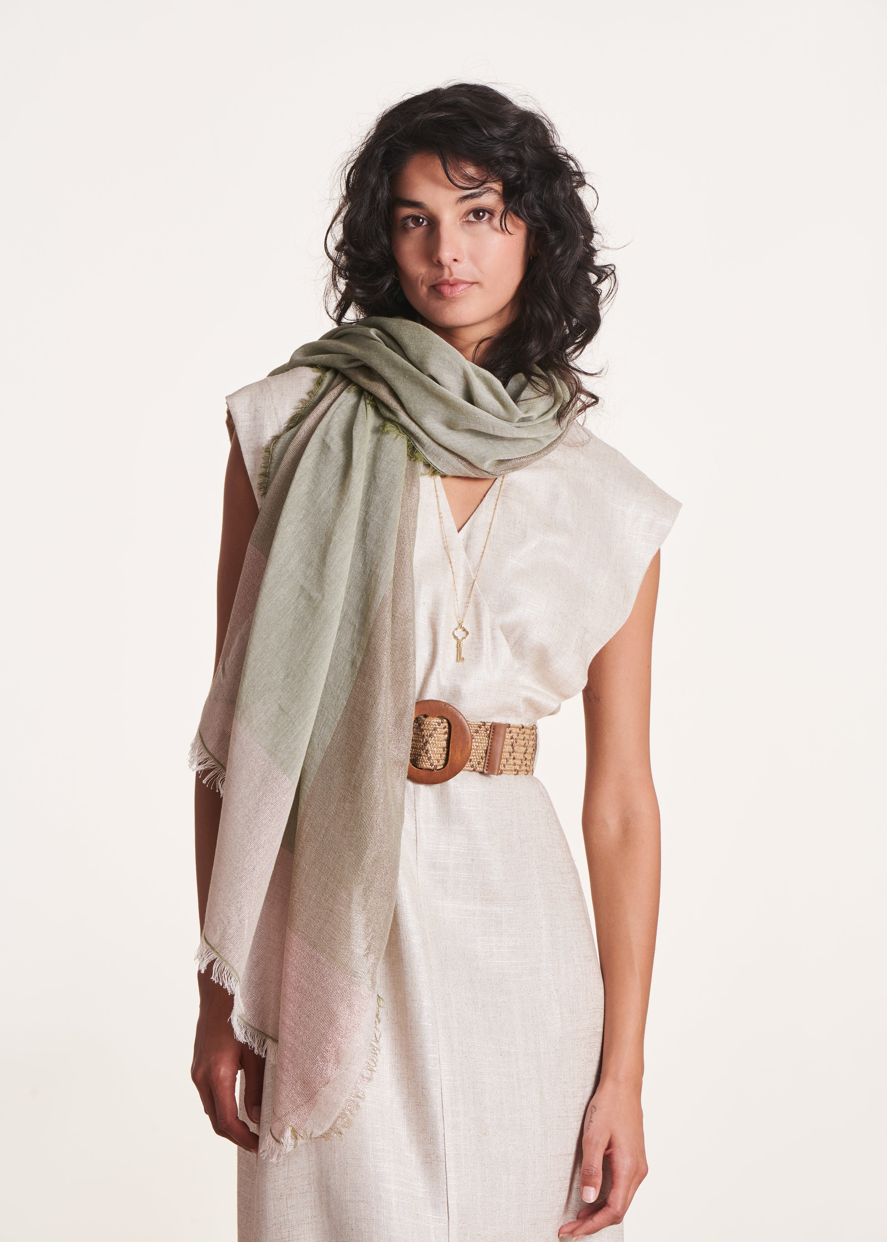 Sciarpa in cotone bicolore con lurex
