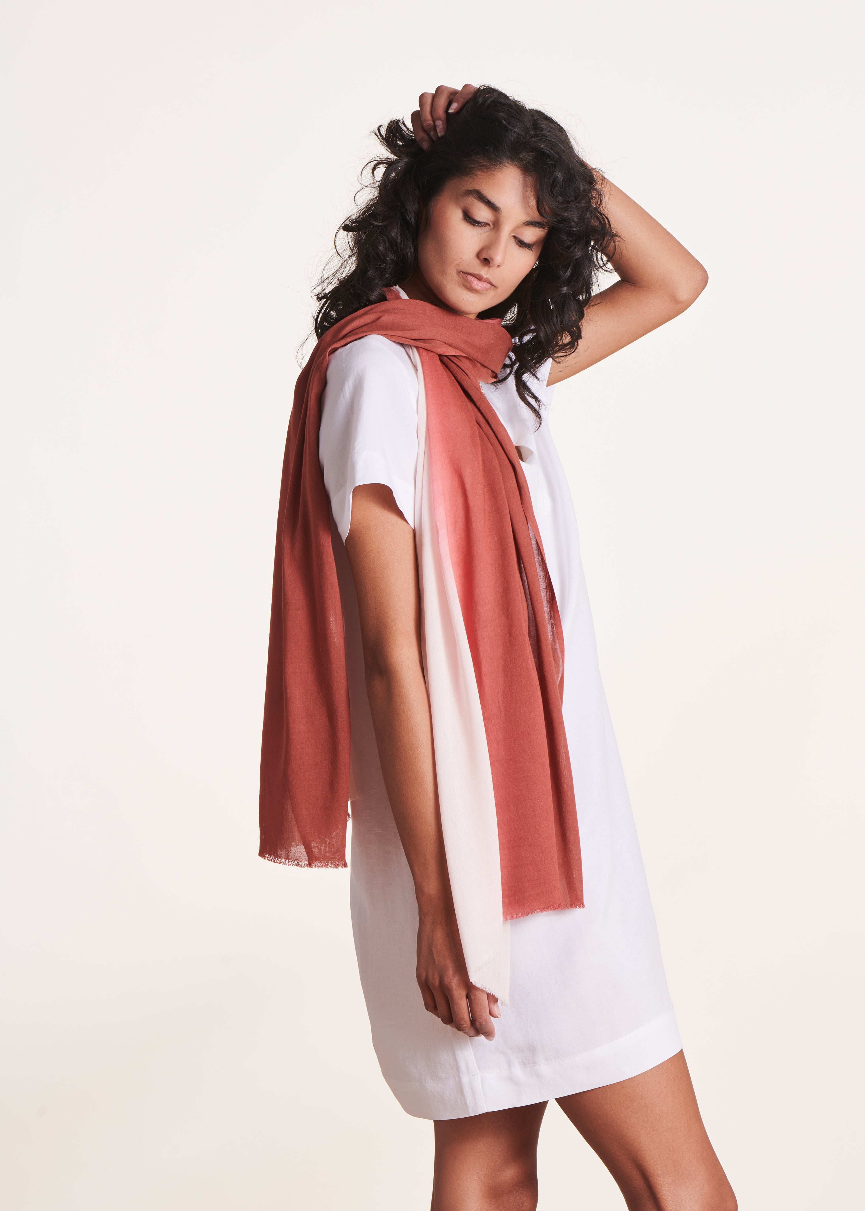 Sciarpa in cotone modal bicolore beige e marrone
