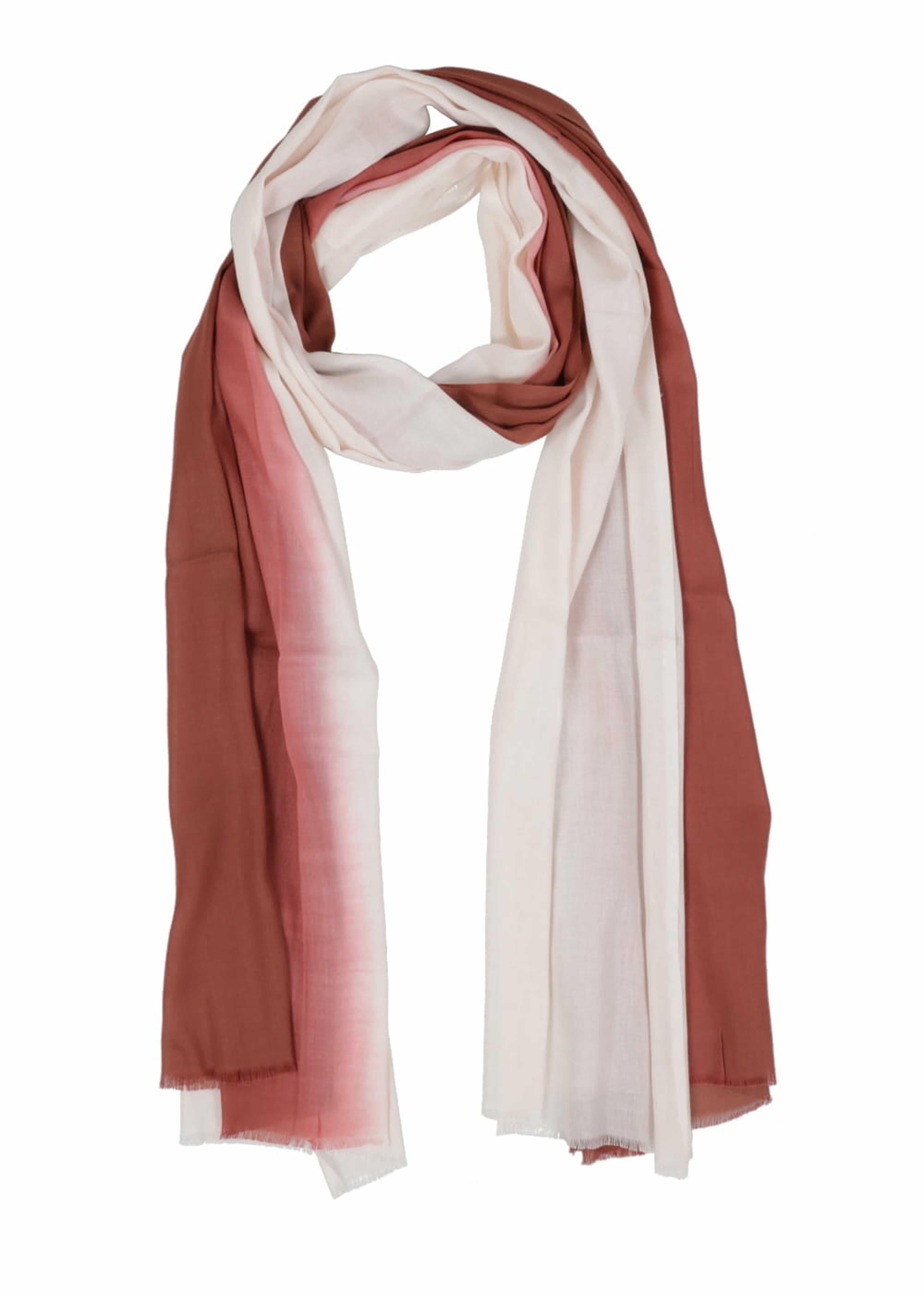 Foulard bicolore beige et marron en coton modal