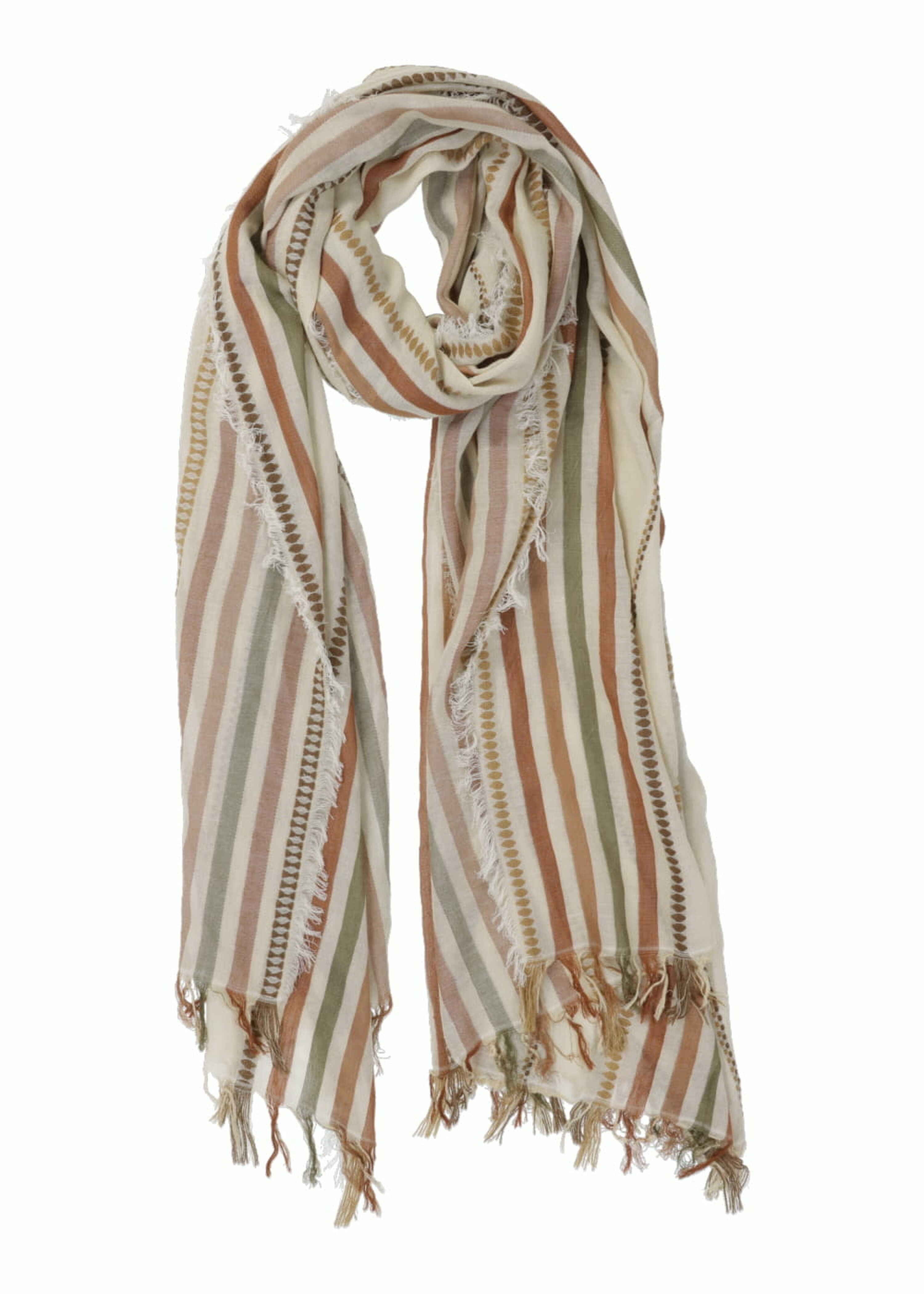 Foulard fines rayures en coton beige