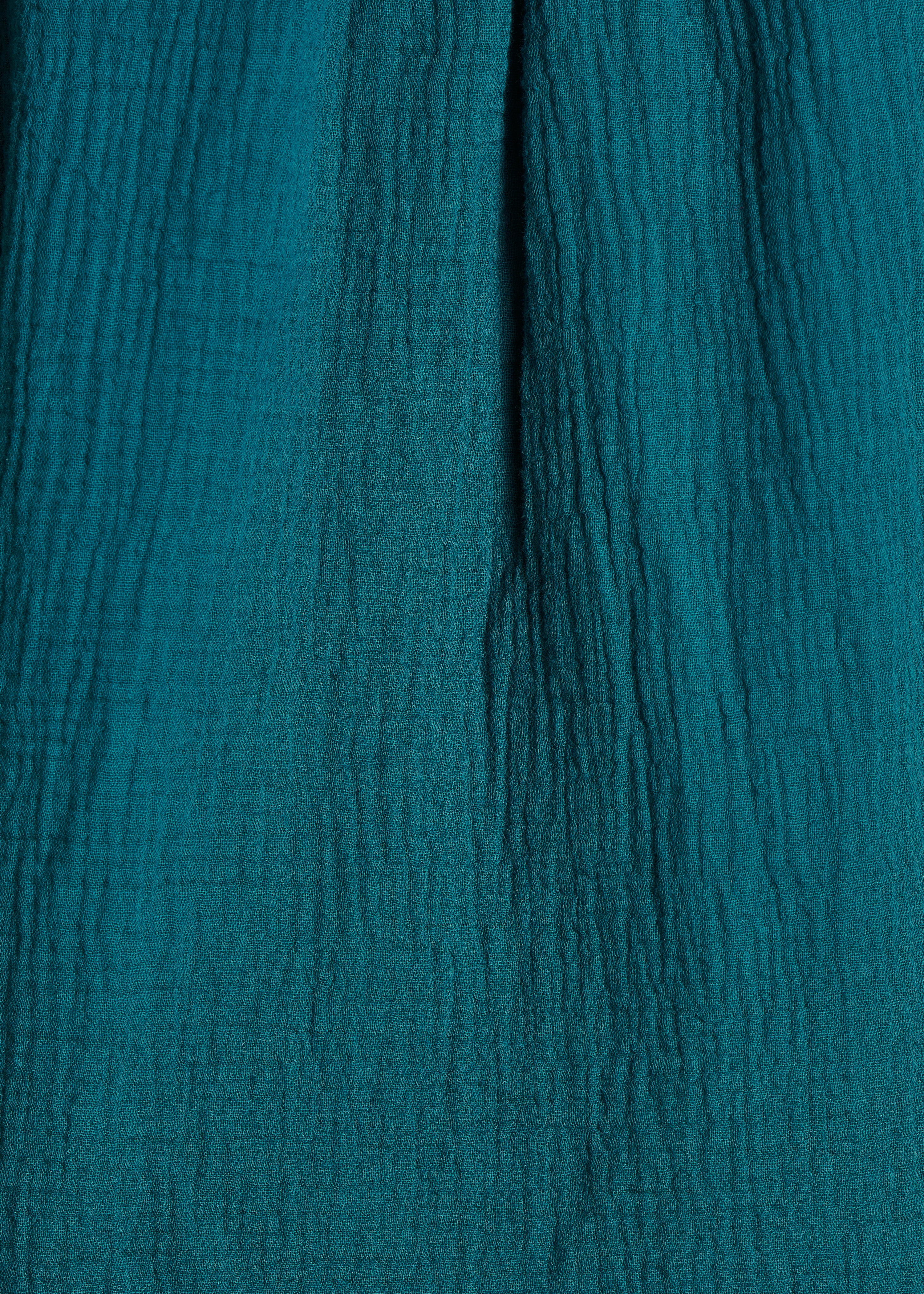 Chemisier court bleu canard en gaze de coton biologique