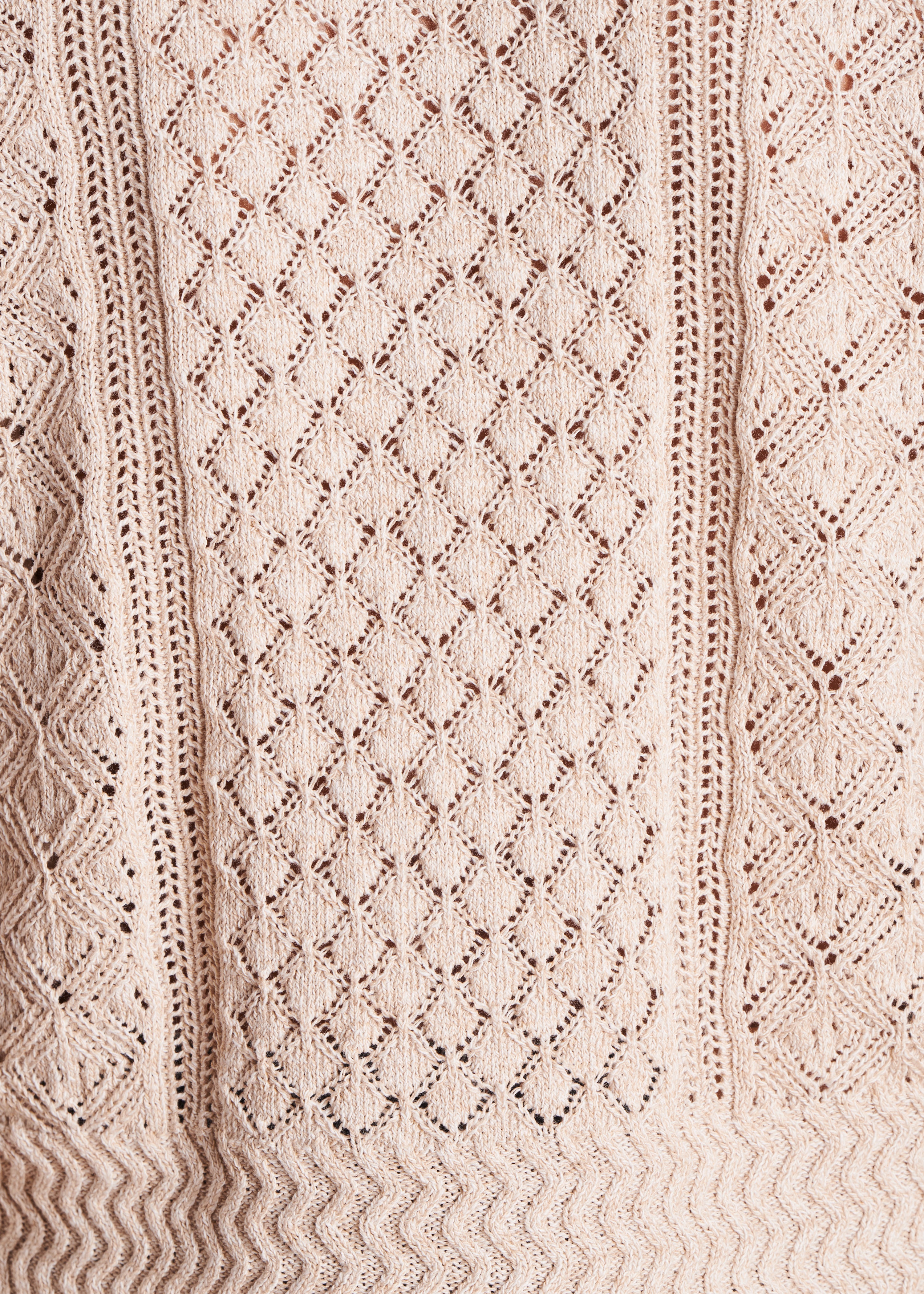 Gilet beige à col rond en maille chinée