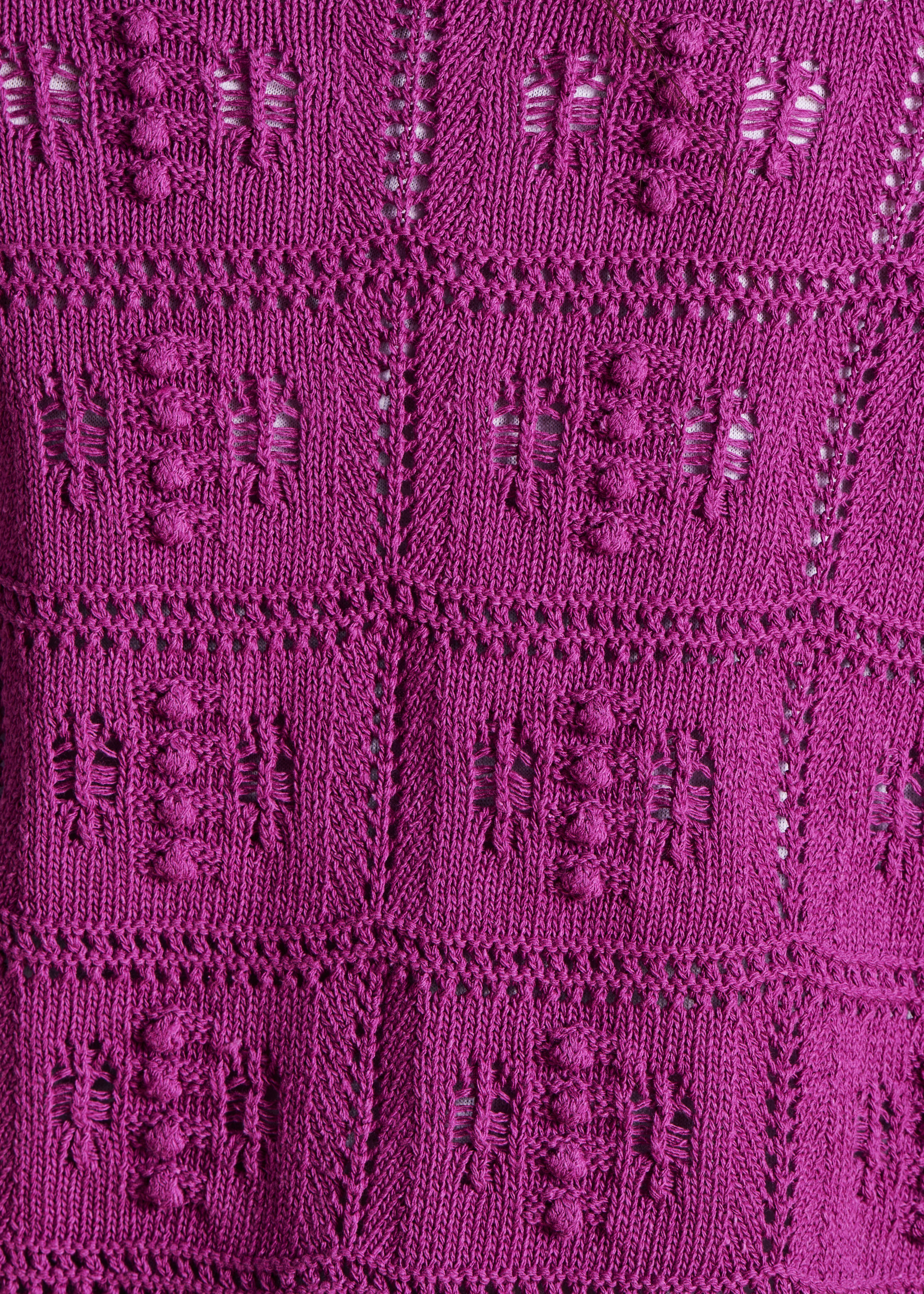 Offene violette Weste aus Häkelmasche
