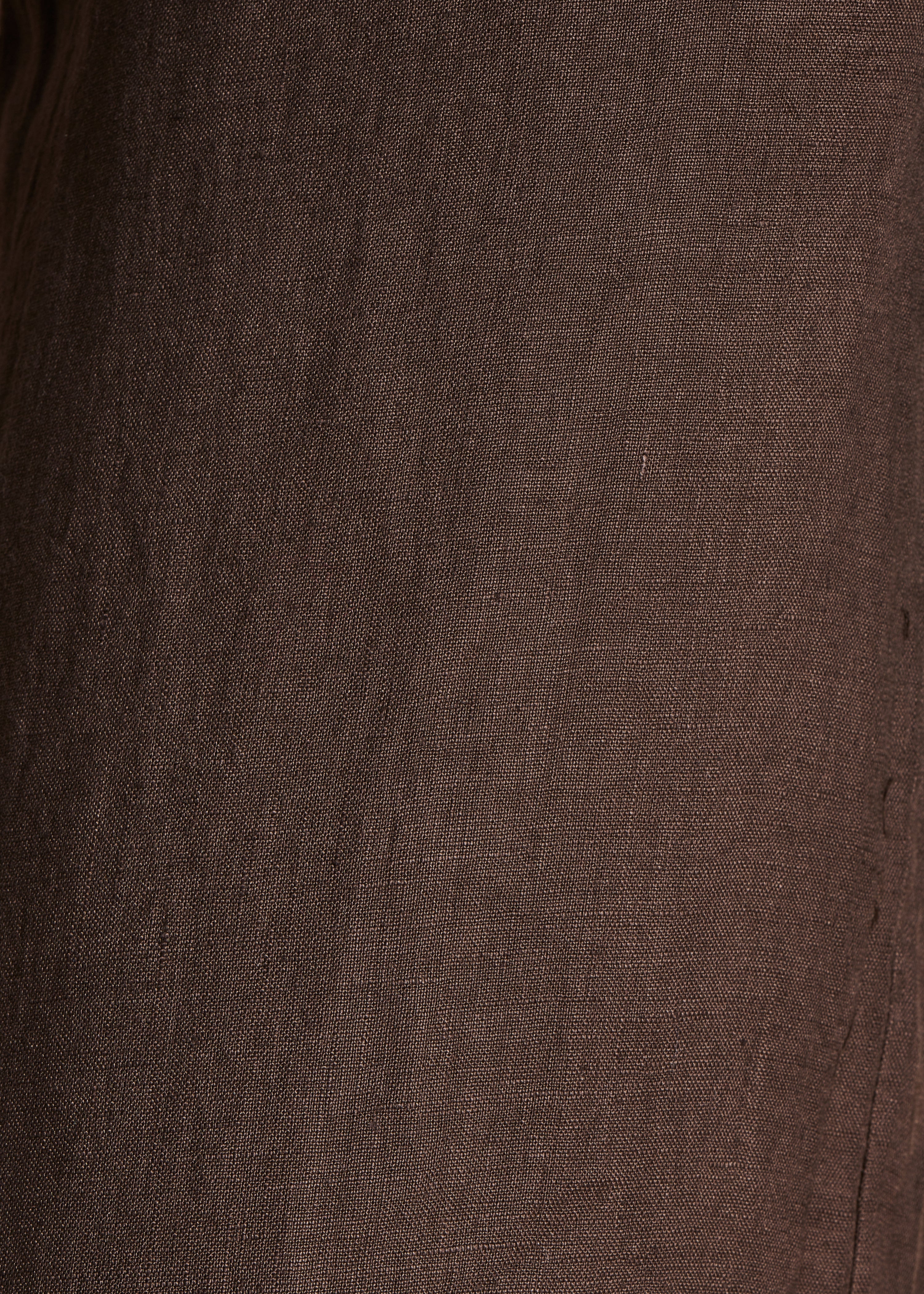 Pantalon droit et large marron en lin taille haute