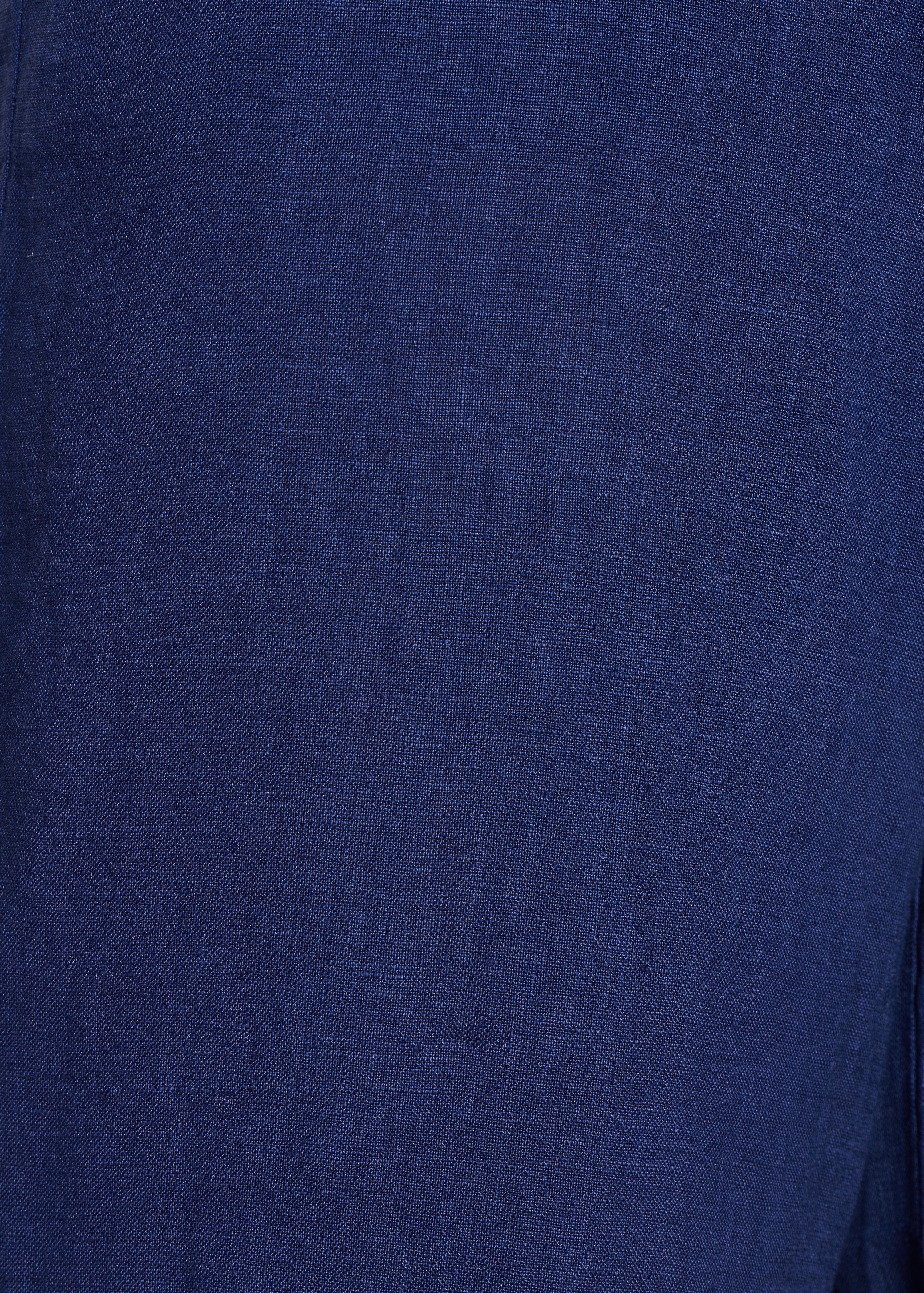 Pantalon droit et large bleu marine en lin taille haute