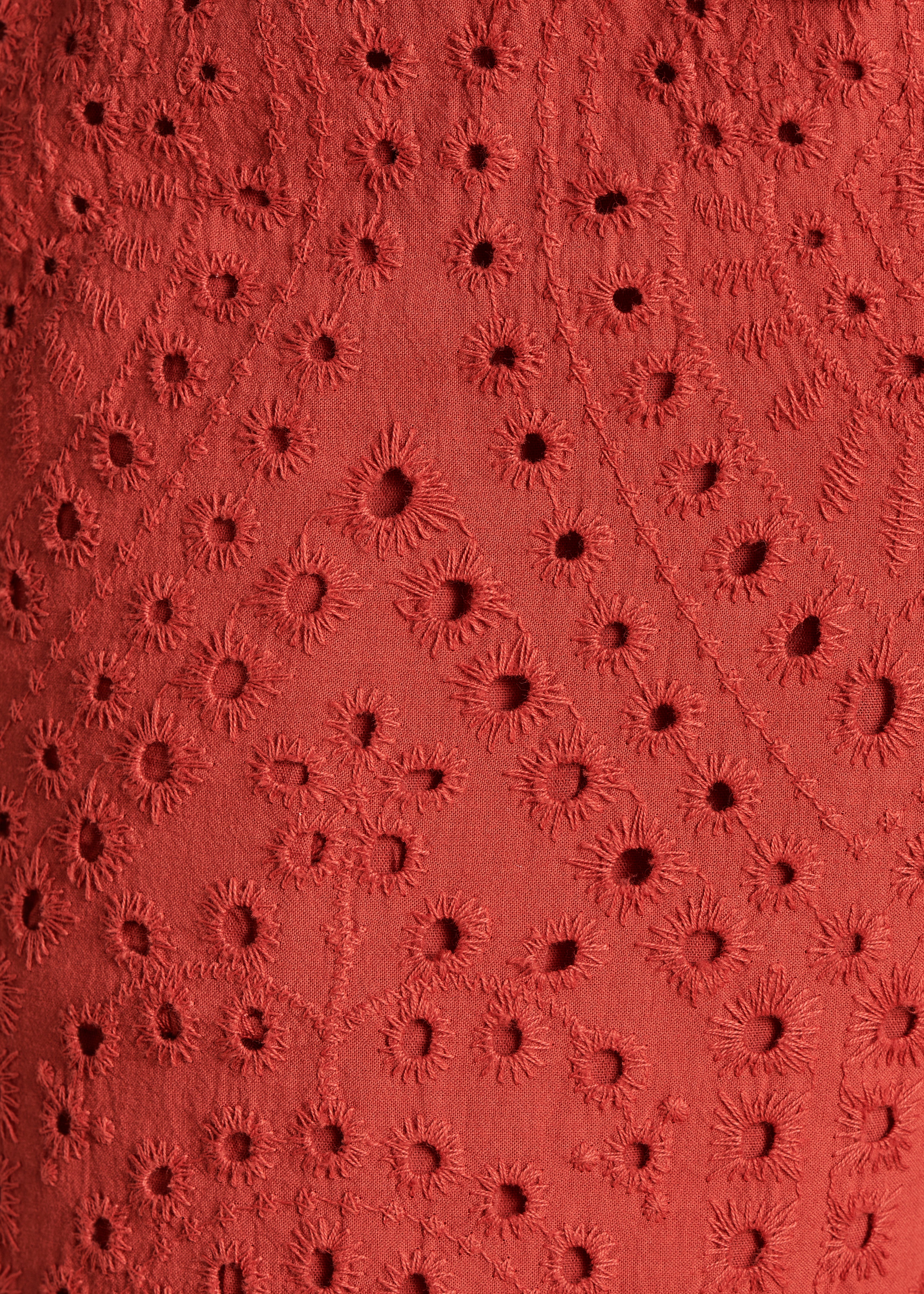 Pantalon terracotta en broderie anglaise