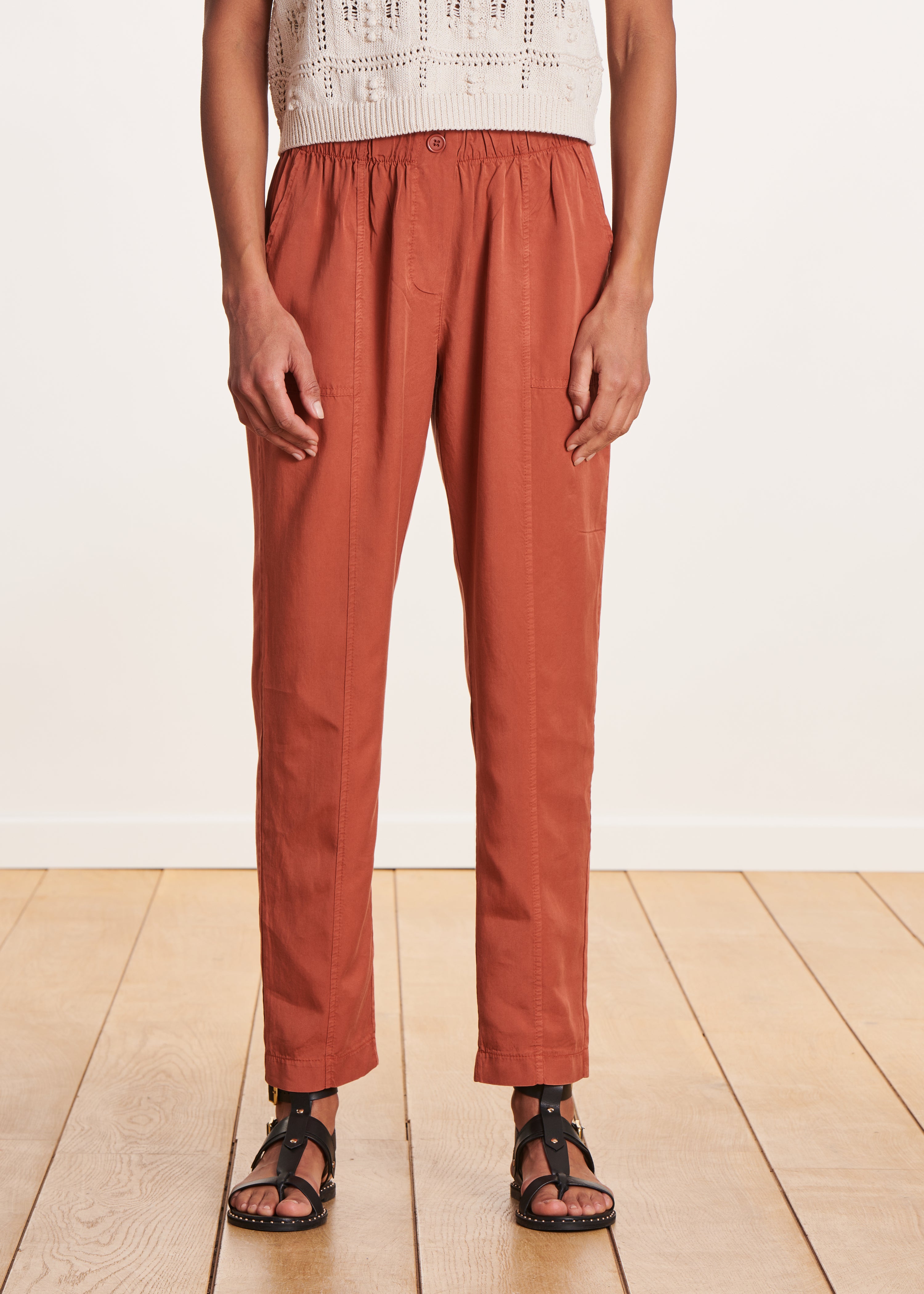 Pantalon fluide corail en lyocell