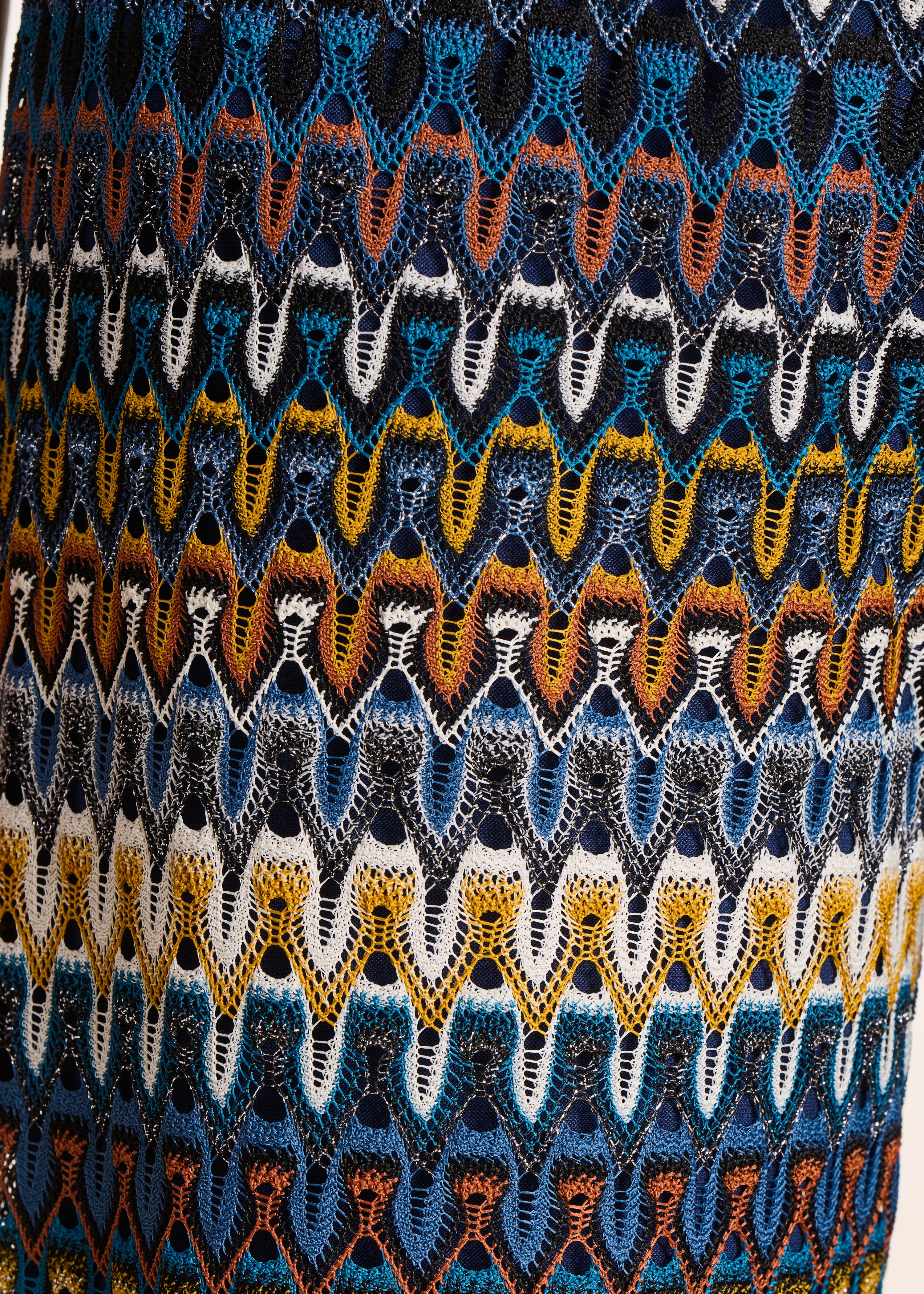 Pantalon 7/8ème ample en crochet bleu