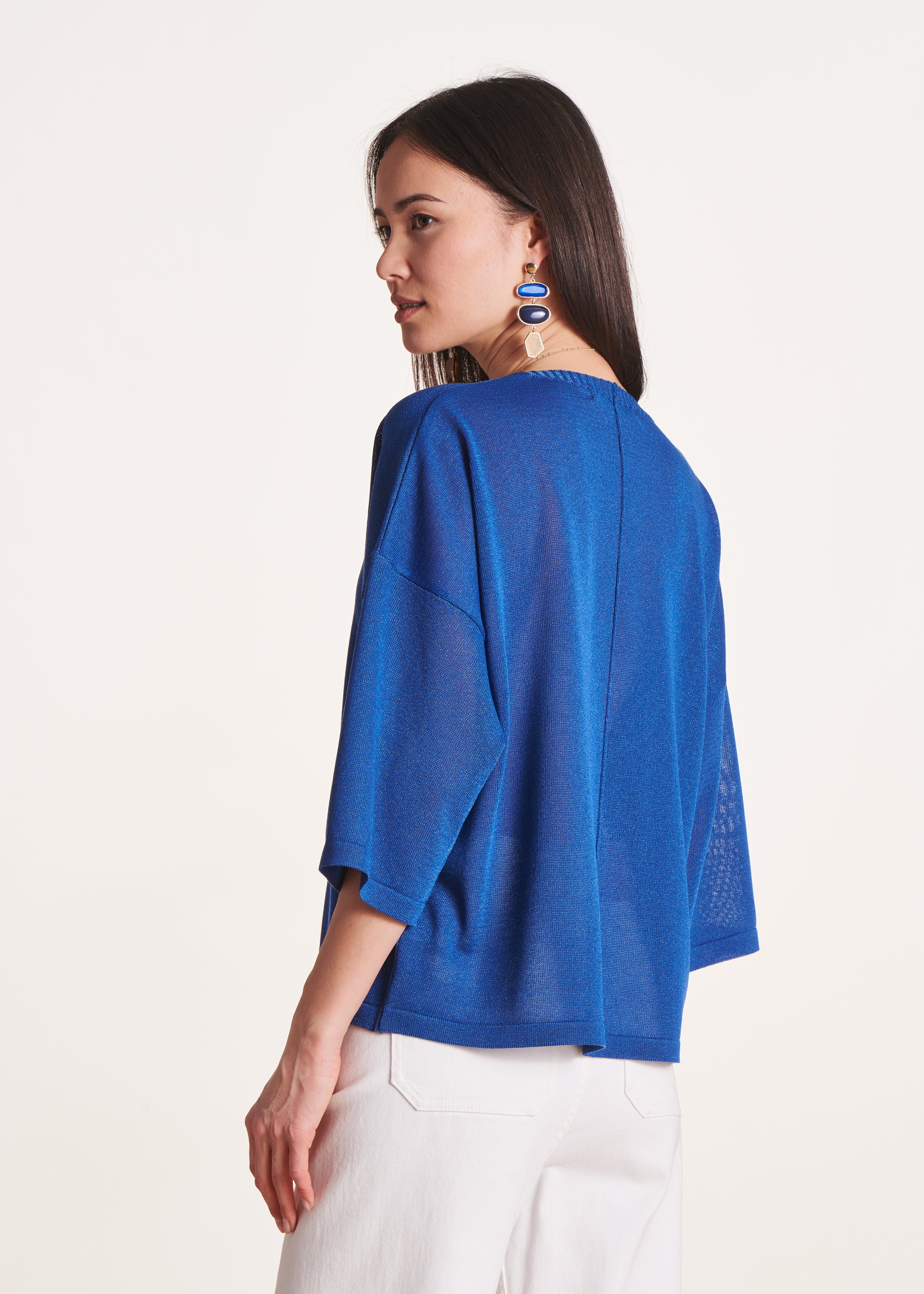 Oversize-Pullover in Königsblau mit tiefem V-Ausschnitt