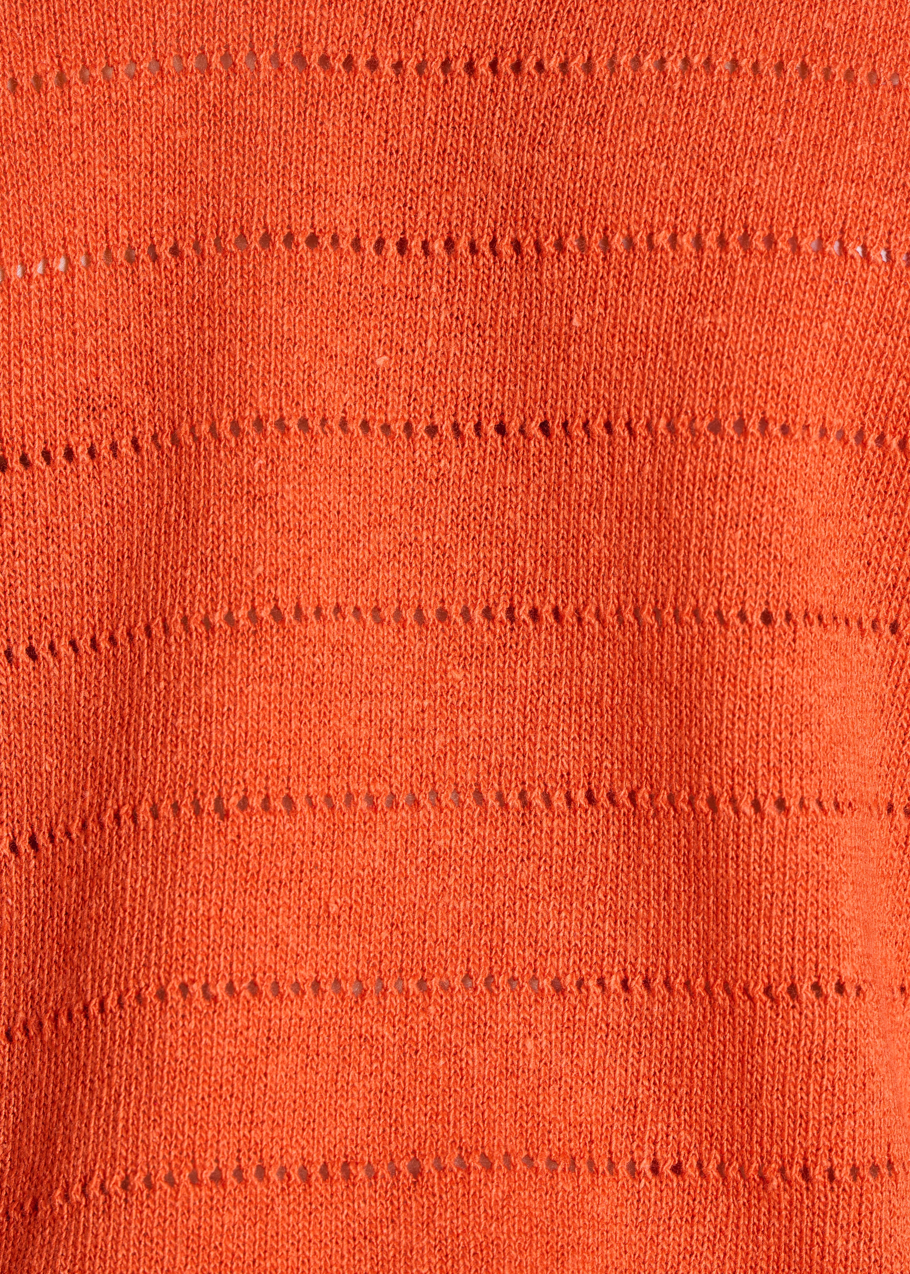 Oversize-Pullover Orange mit Lochmuster und kurzen Ärmeln