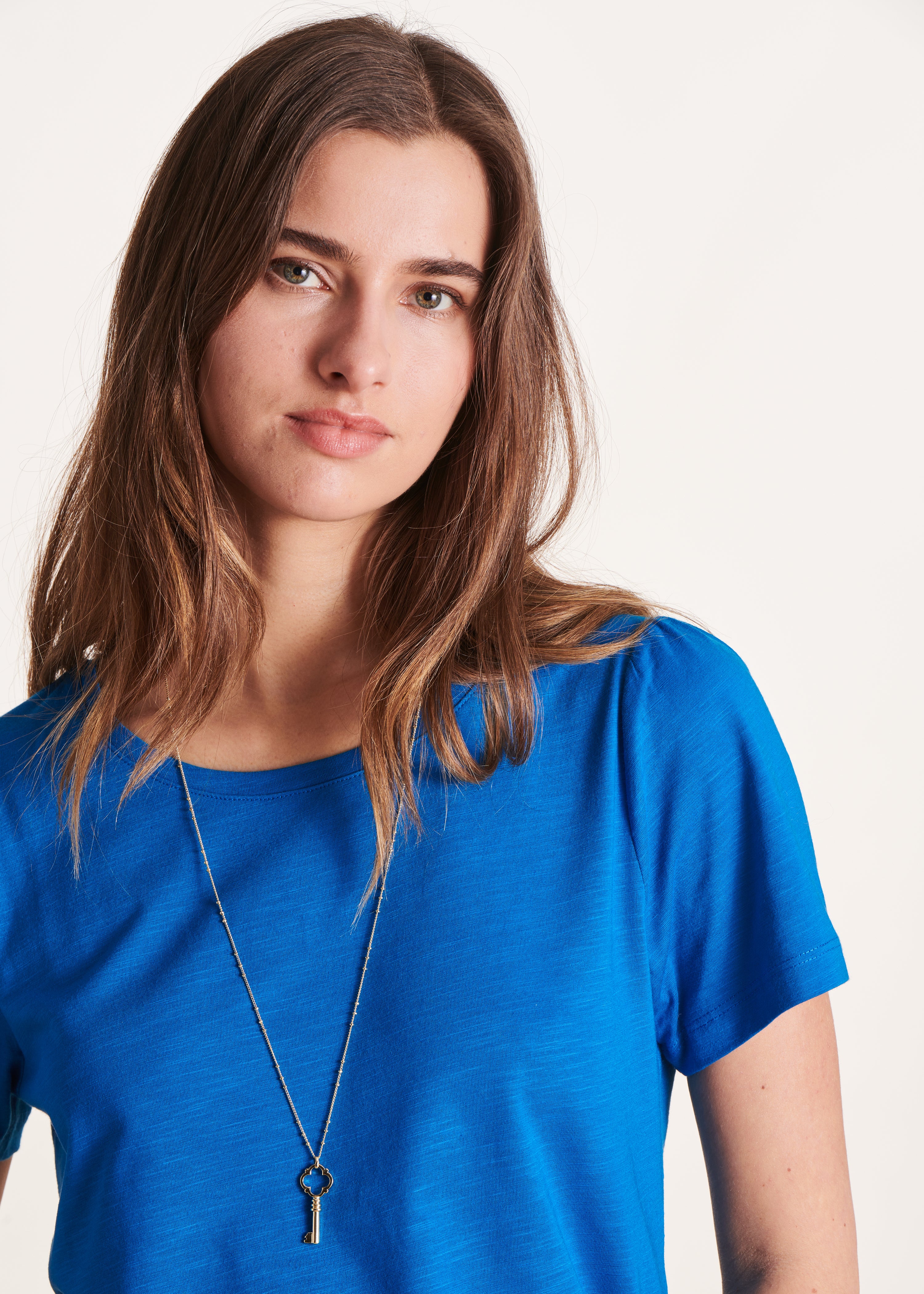T-shirt bleu à manches courtes en modal