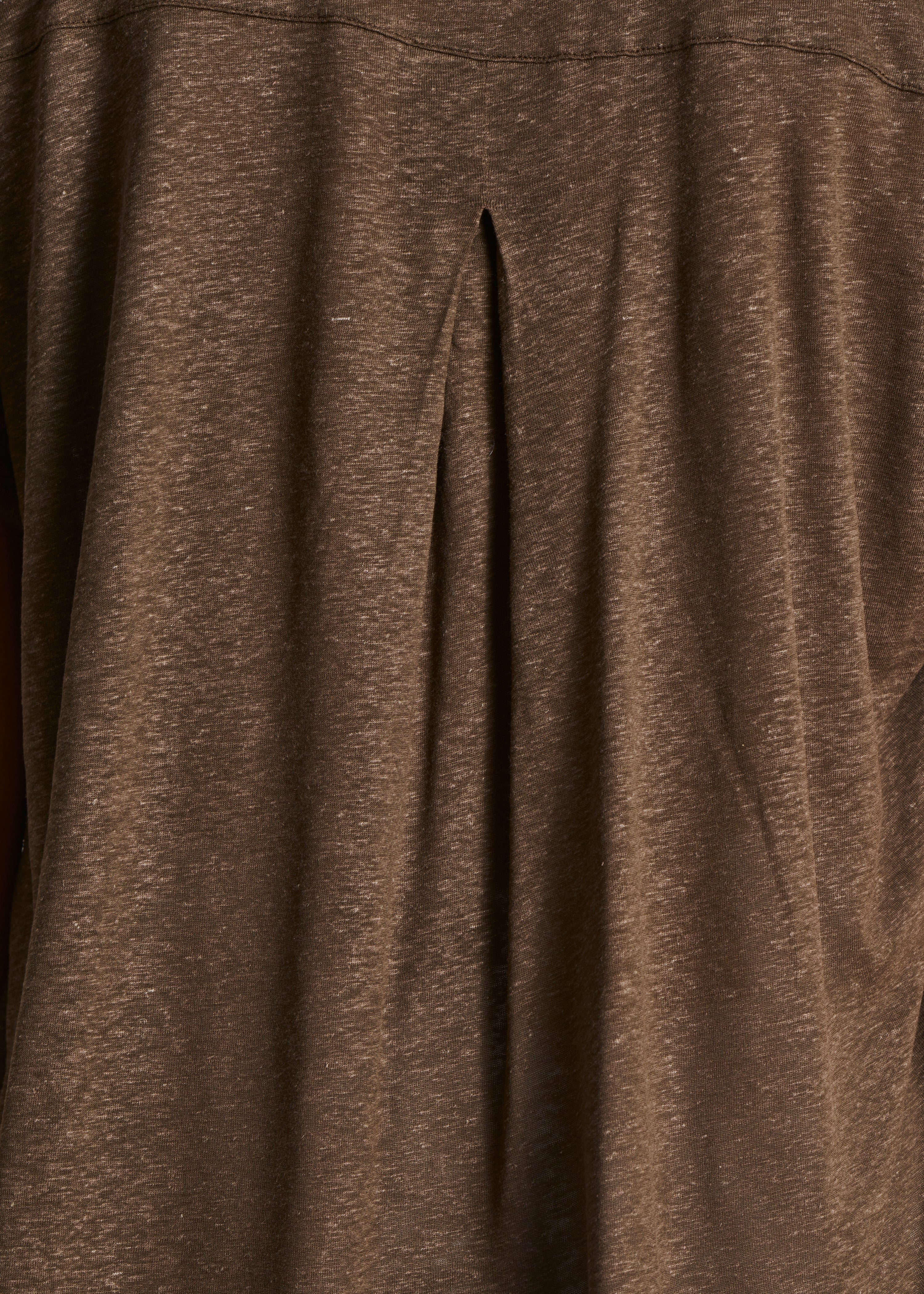 T-shirt oversize marron col V en lyocell lin