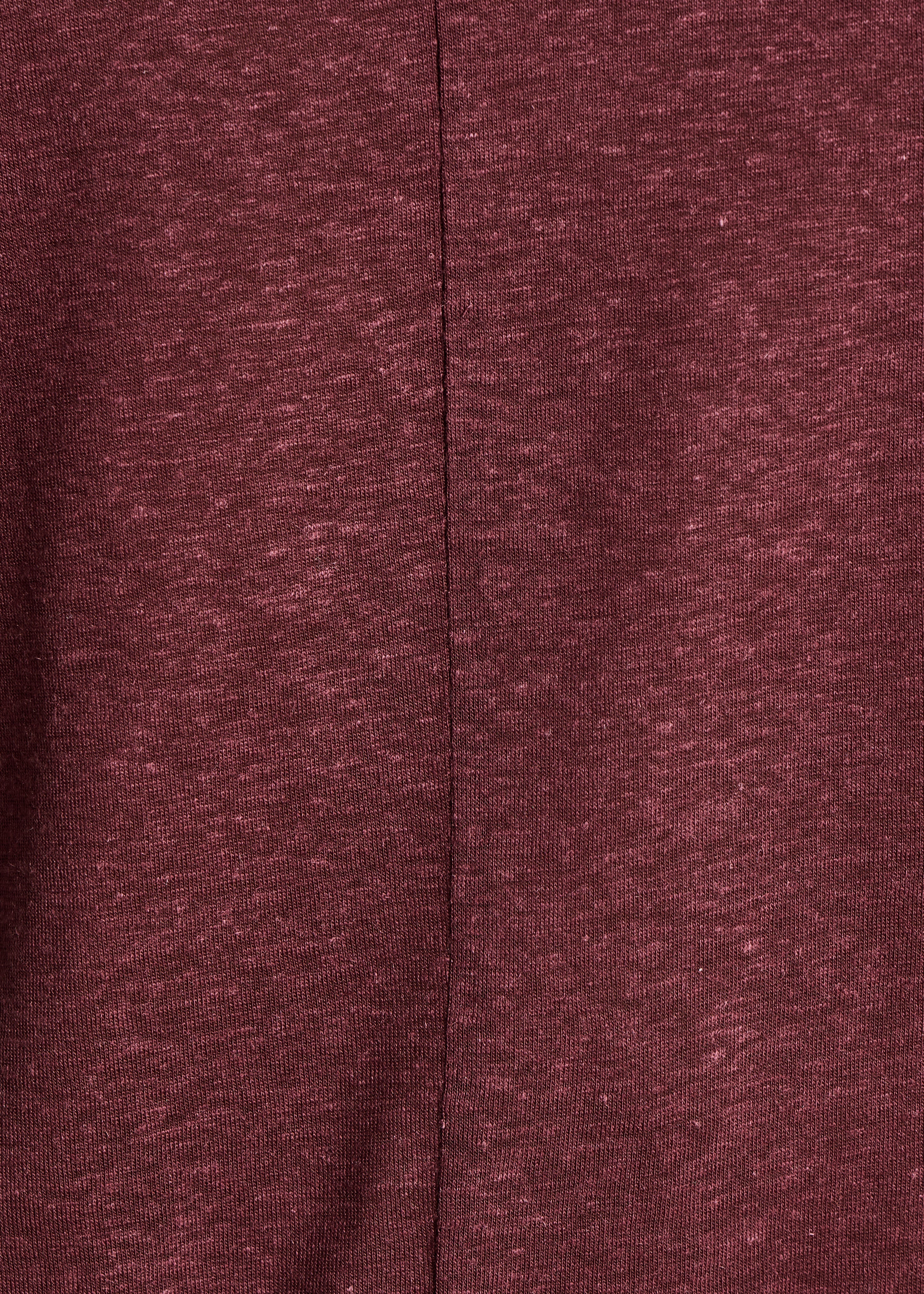 T-shirt marrone dritta in lyocell e lino con collo rotondo
