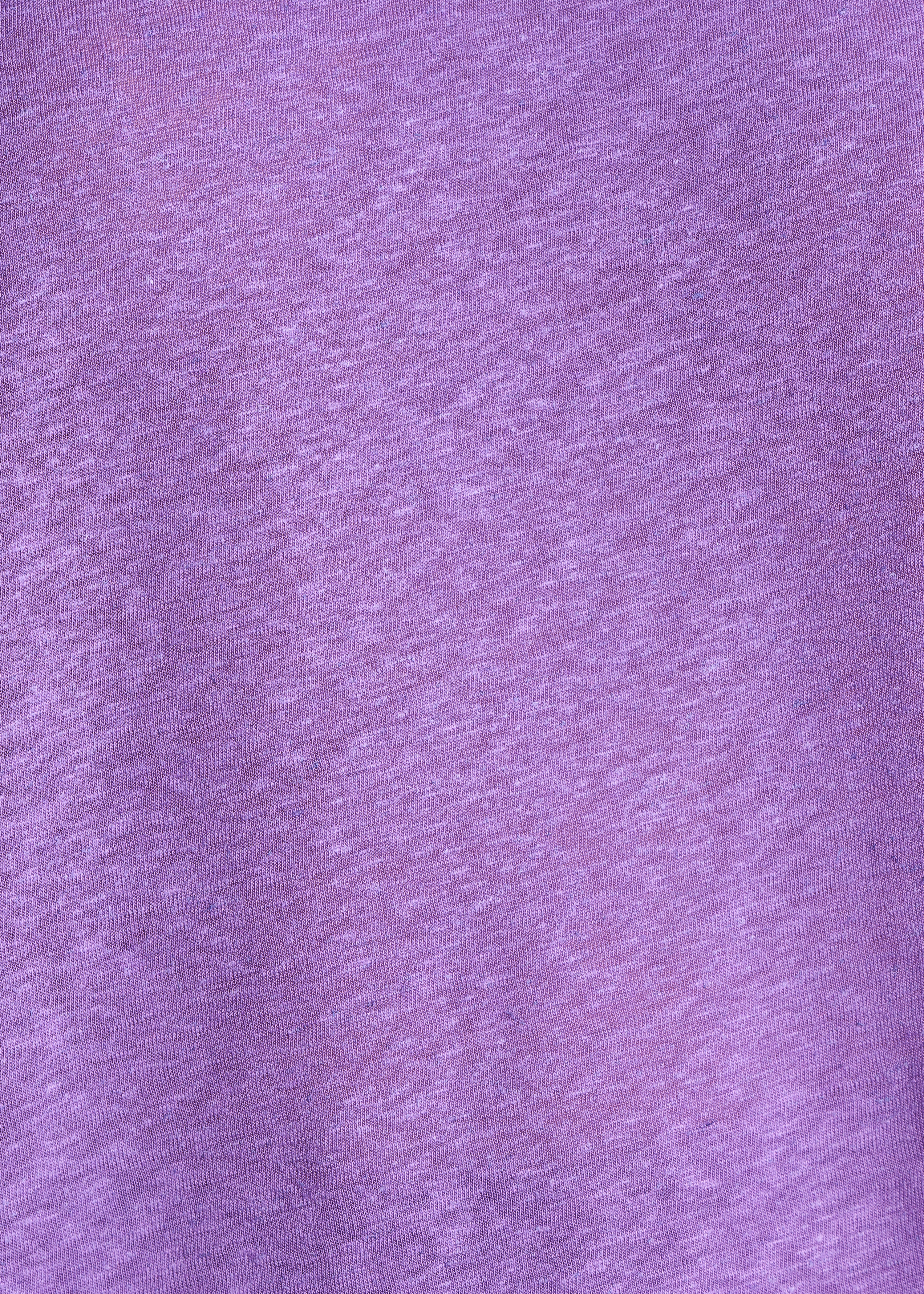 T-shirt viola dritta in lyocell e lino con scollo rotondo