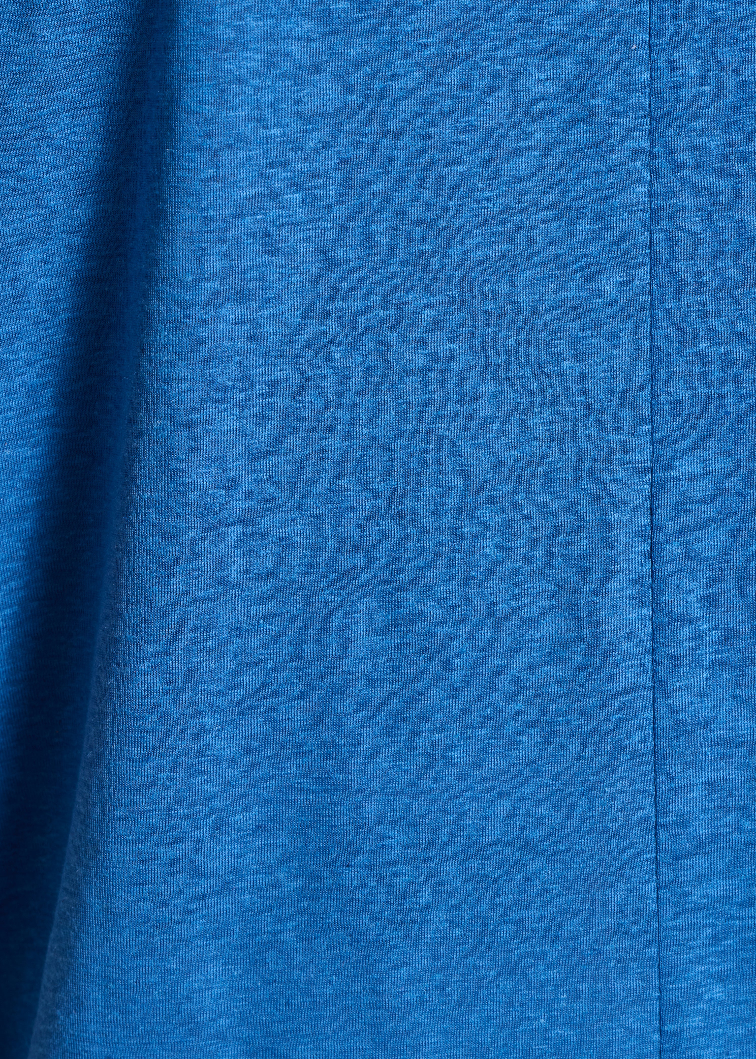Gerades blaues T-Shirt aus Lyocell und Leinen mit Rundhalsausschnitt