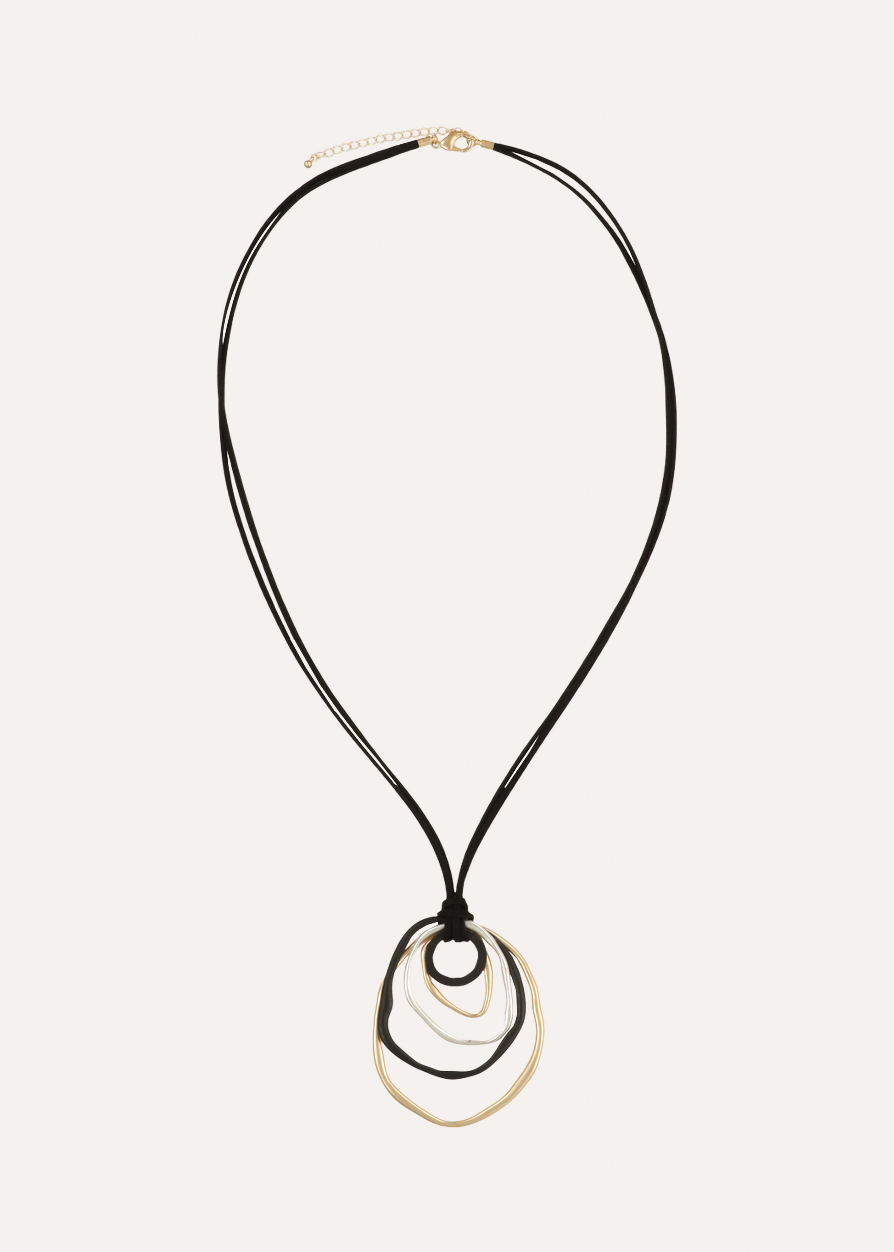 Collier sautoir doré avec chaîne en tissu