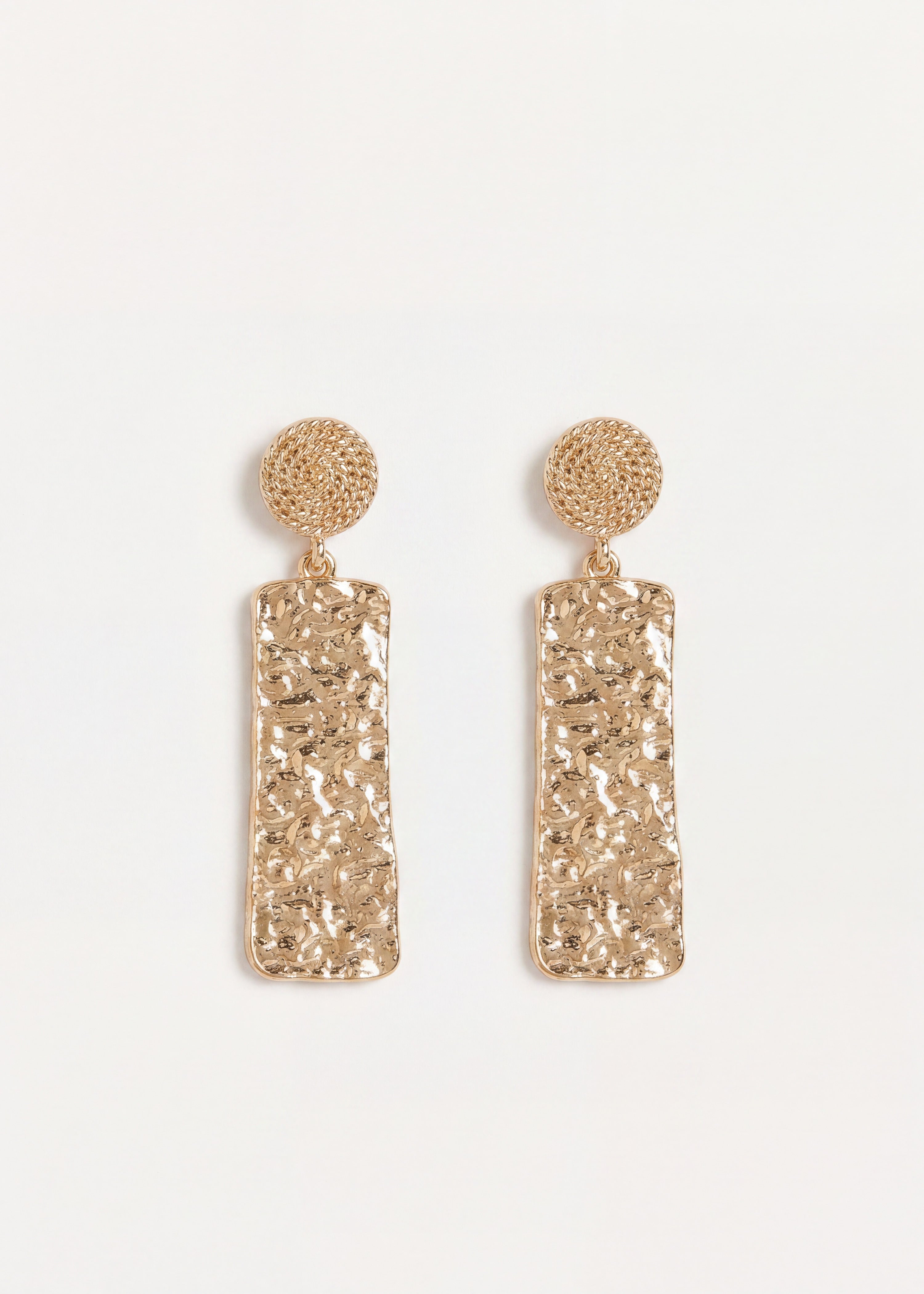 Rectangular Gold-Tone Drop Earrings