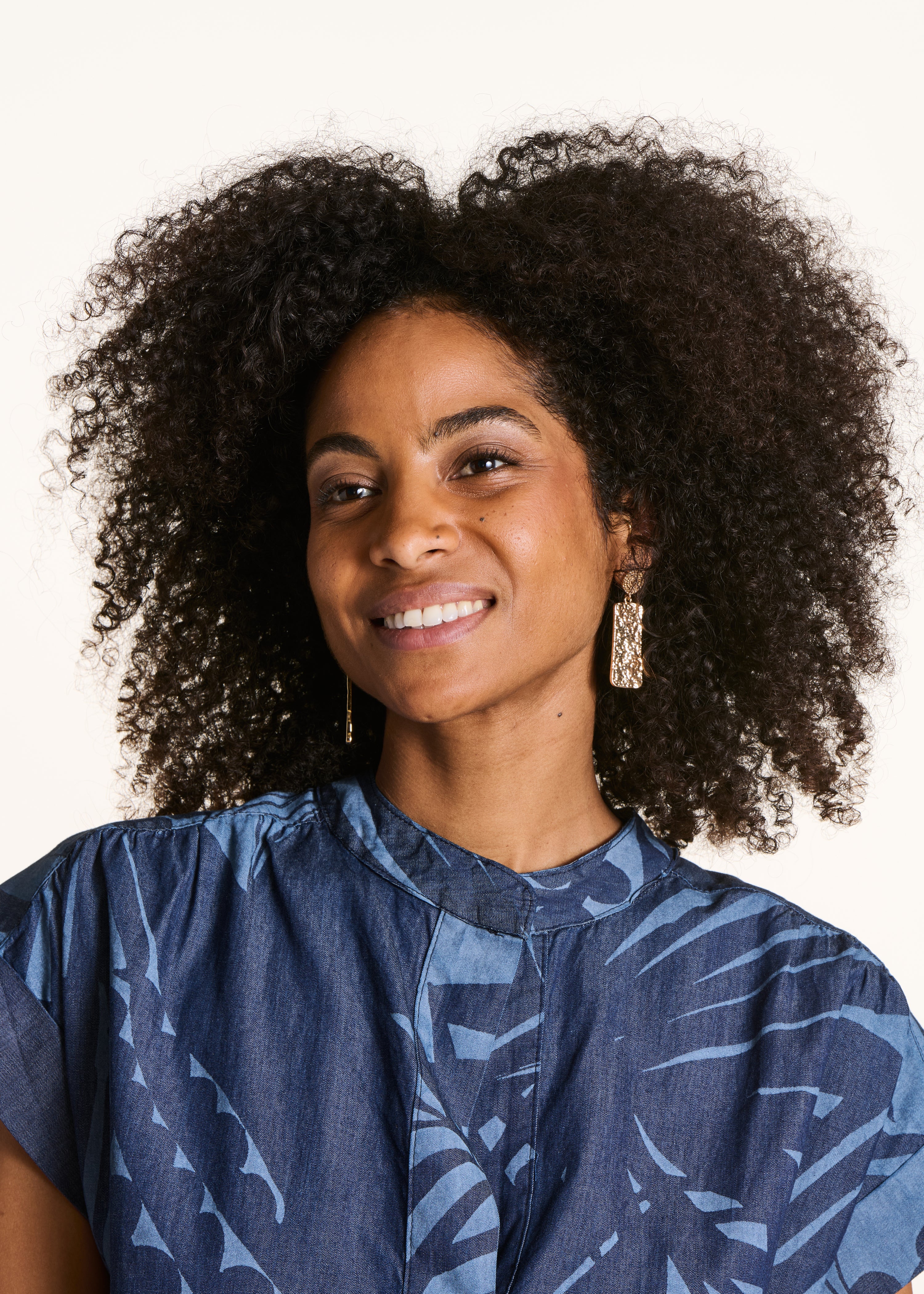 Rectangular Gold-Tone Drop Earrings