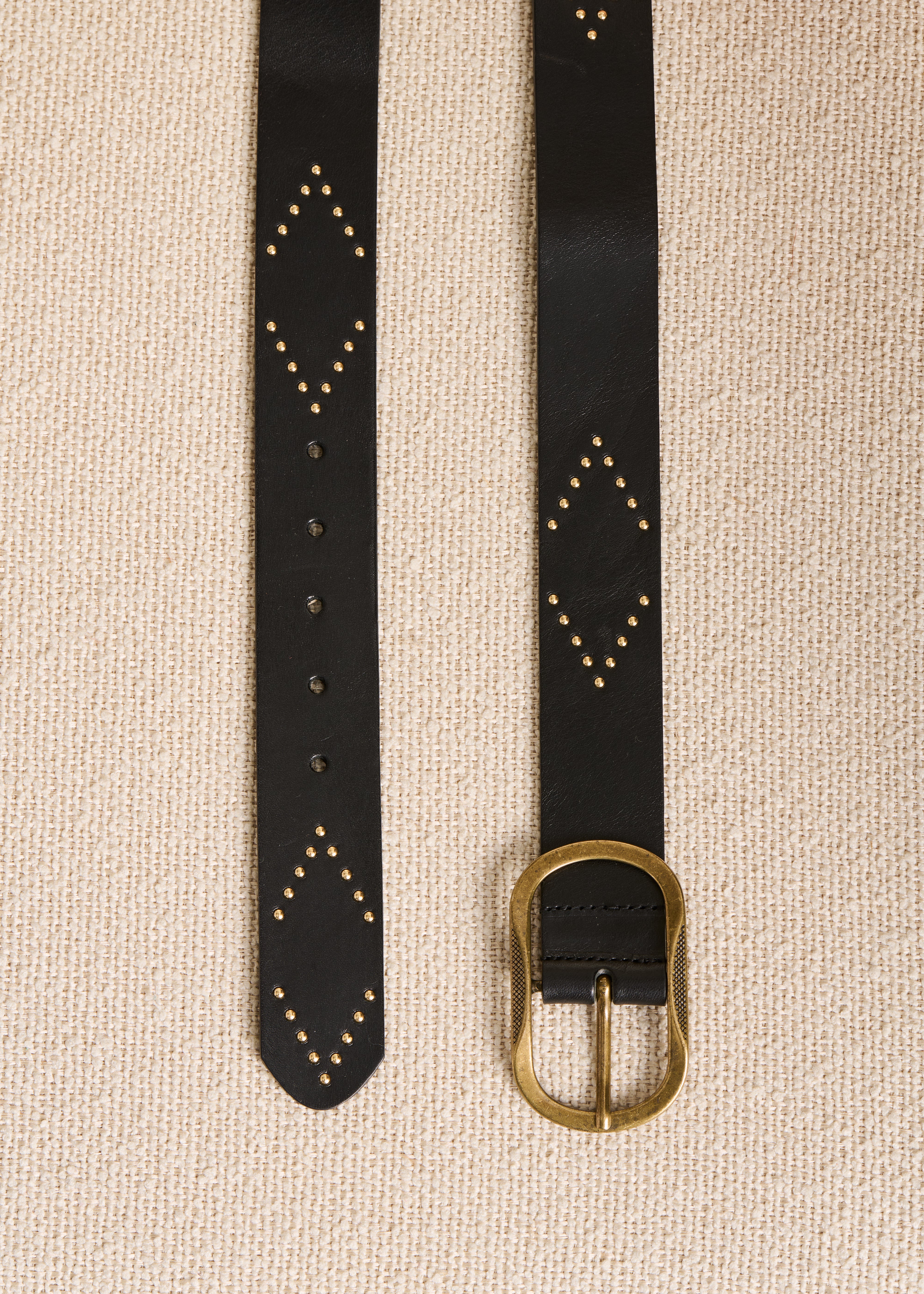Ceinture pantalon en cuir noir avec studs