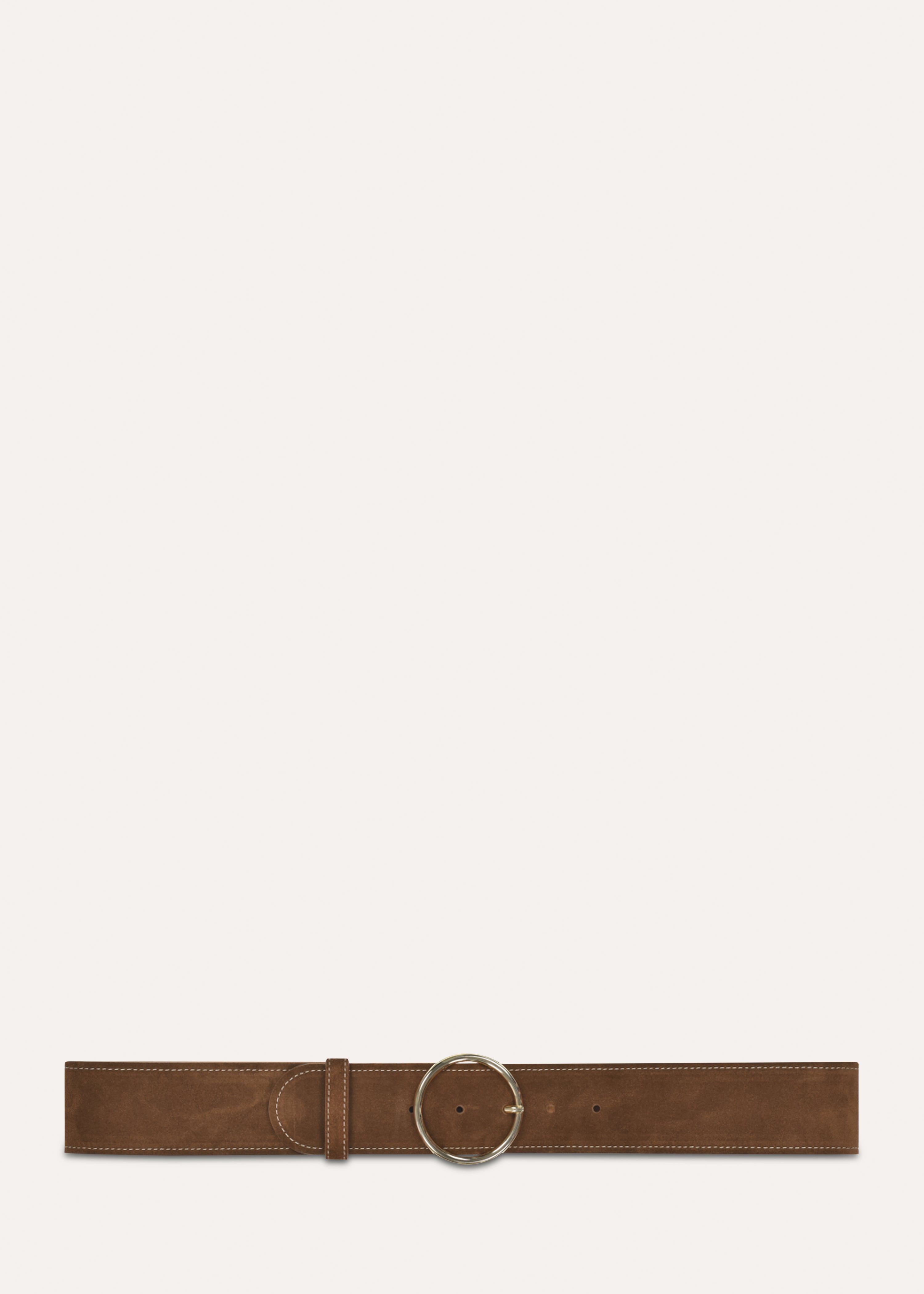 Ceinture en croûte de cuir marron avec surpiqûres