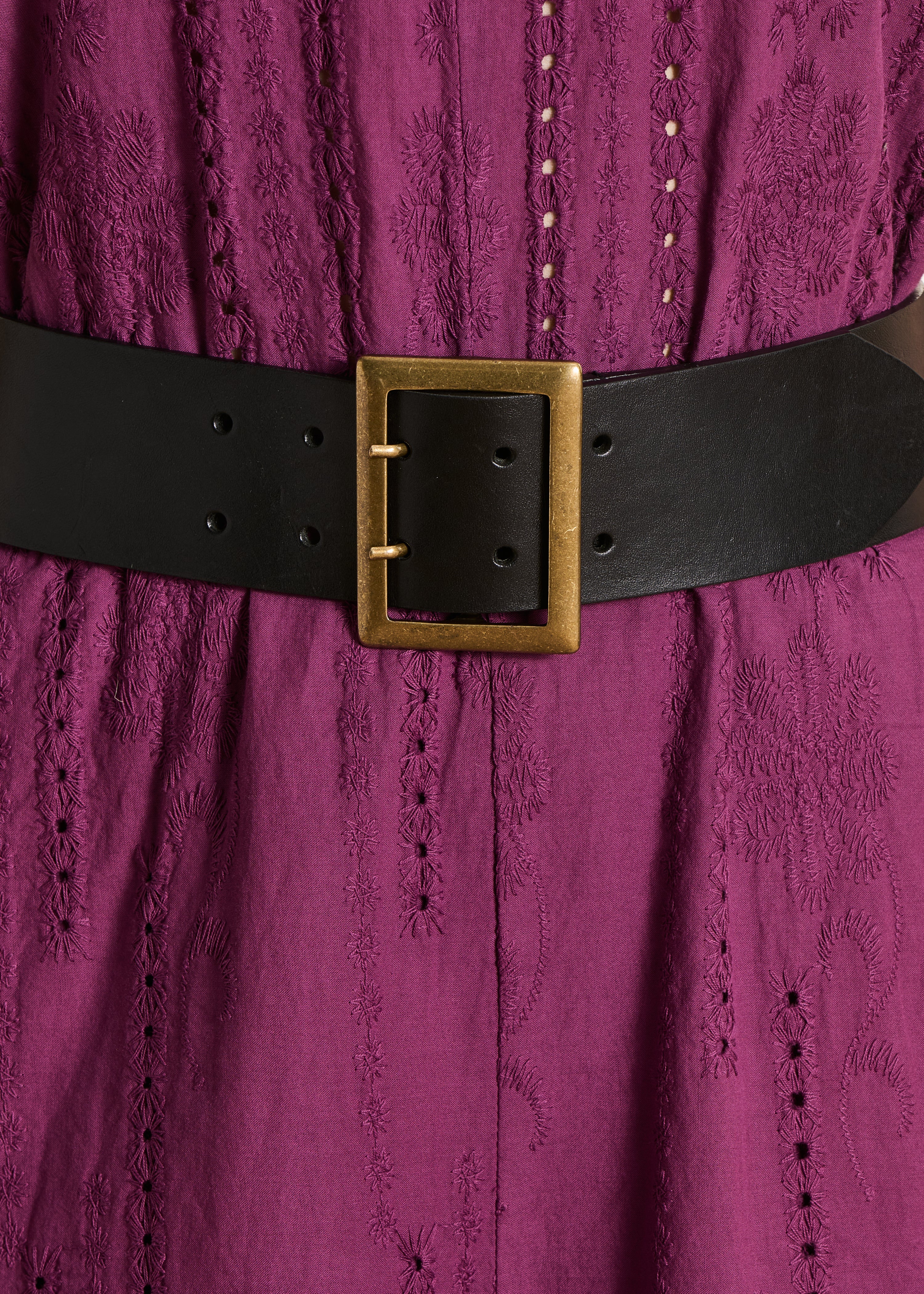 Ceinture large en cuir noir boucle rectangle