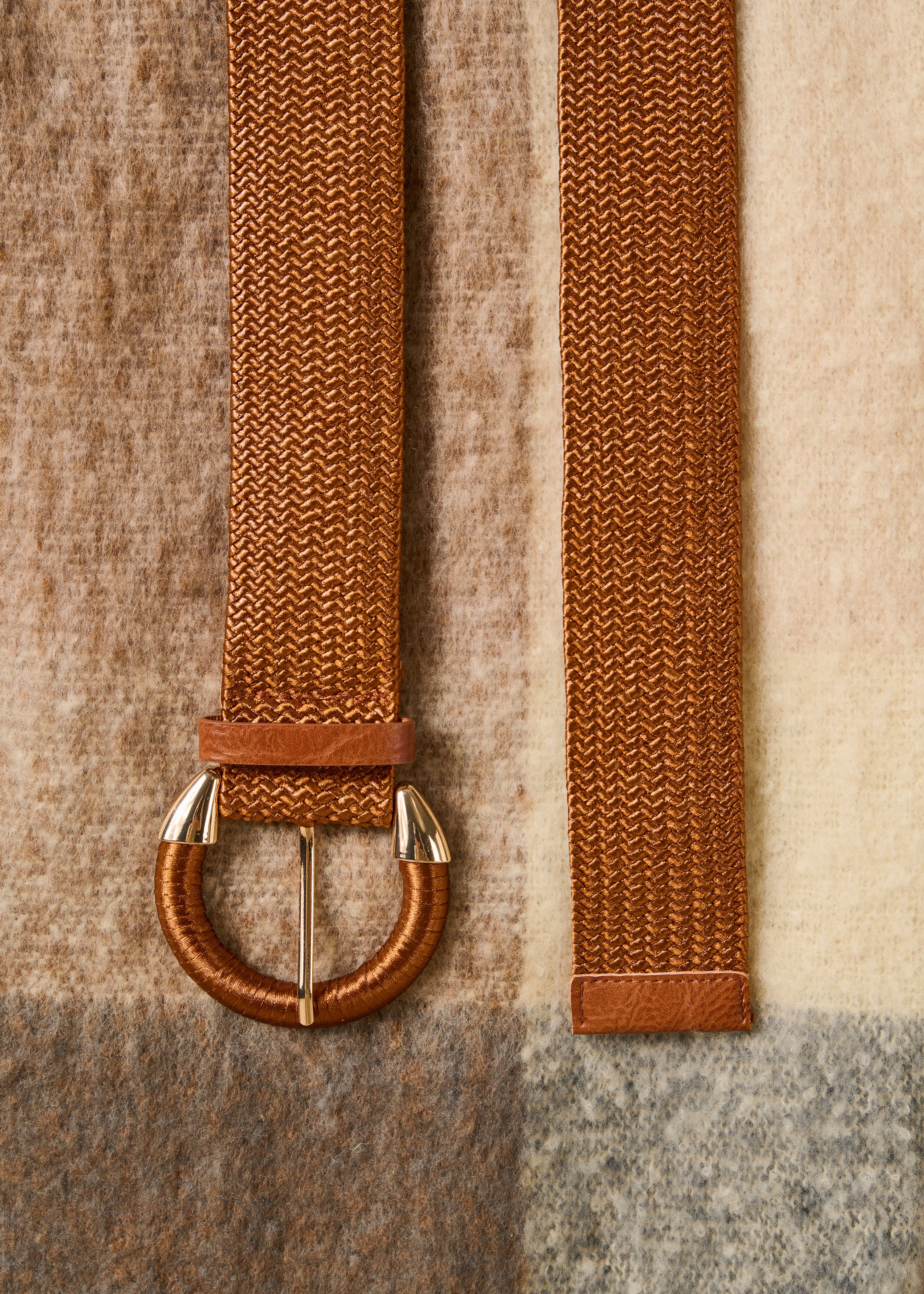 Ceinture large élastiquée camel