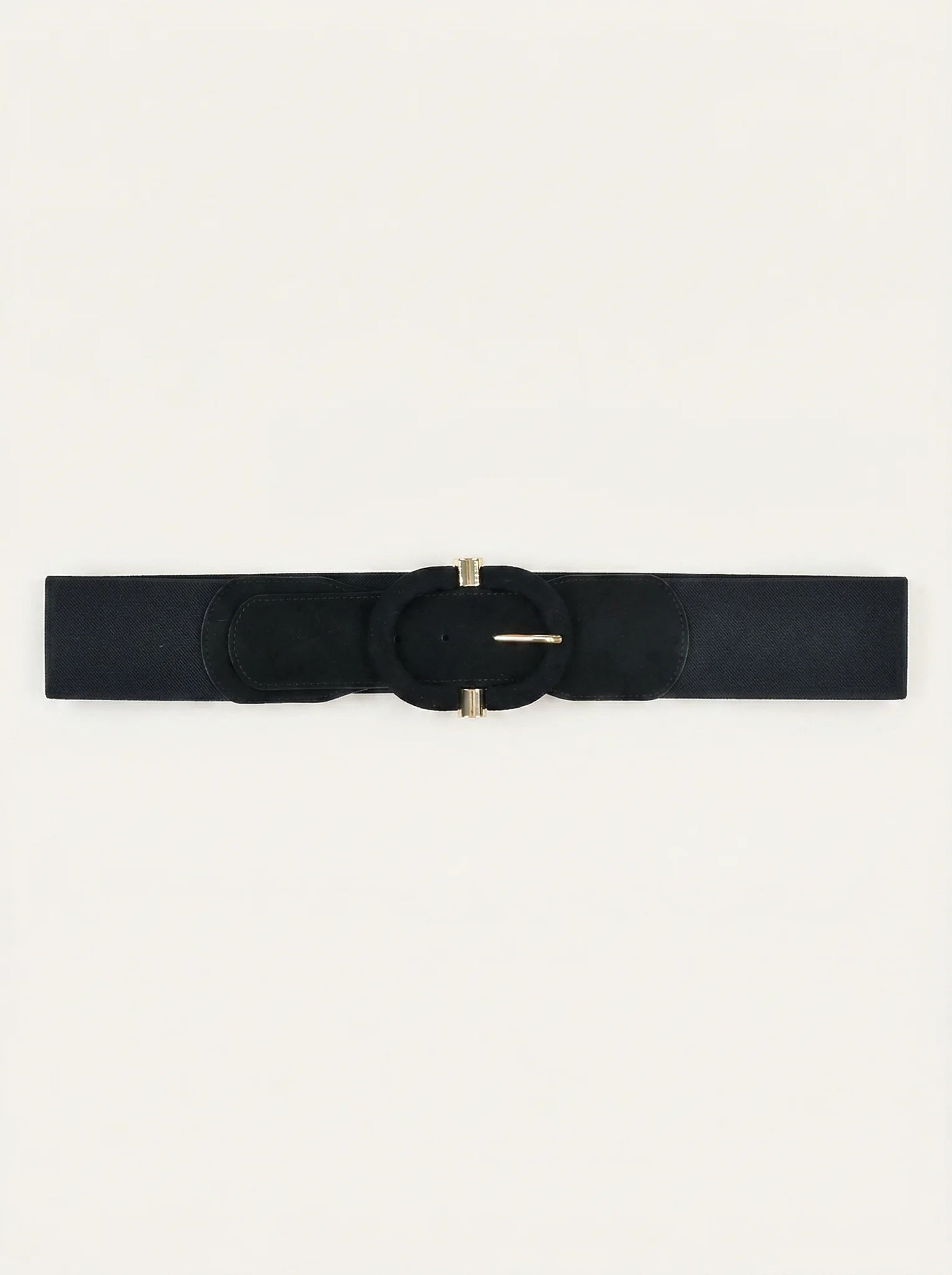 Ceinture large élastiquée noire boucle ovale