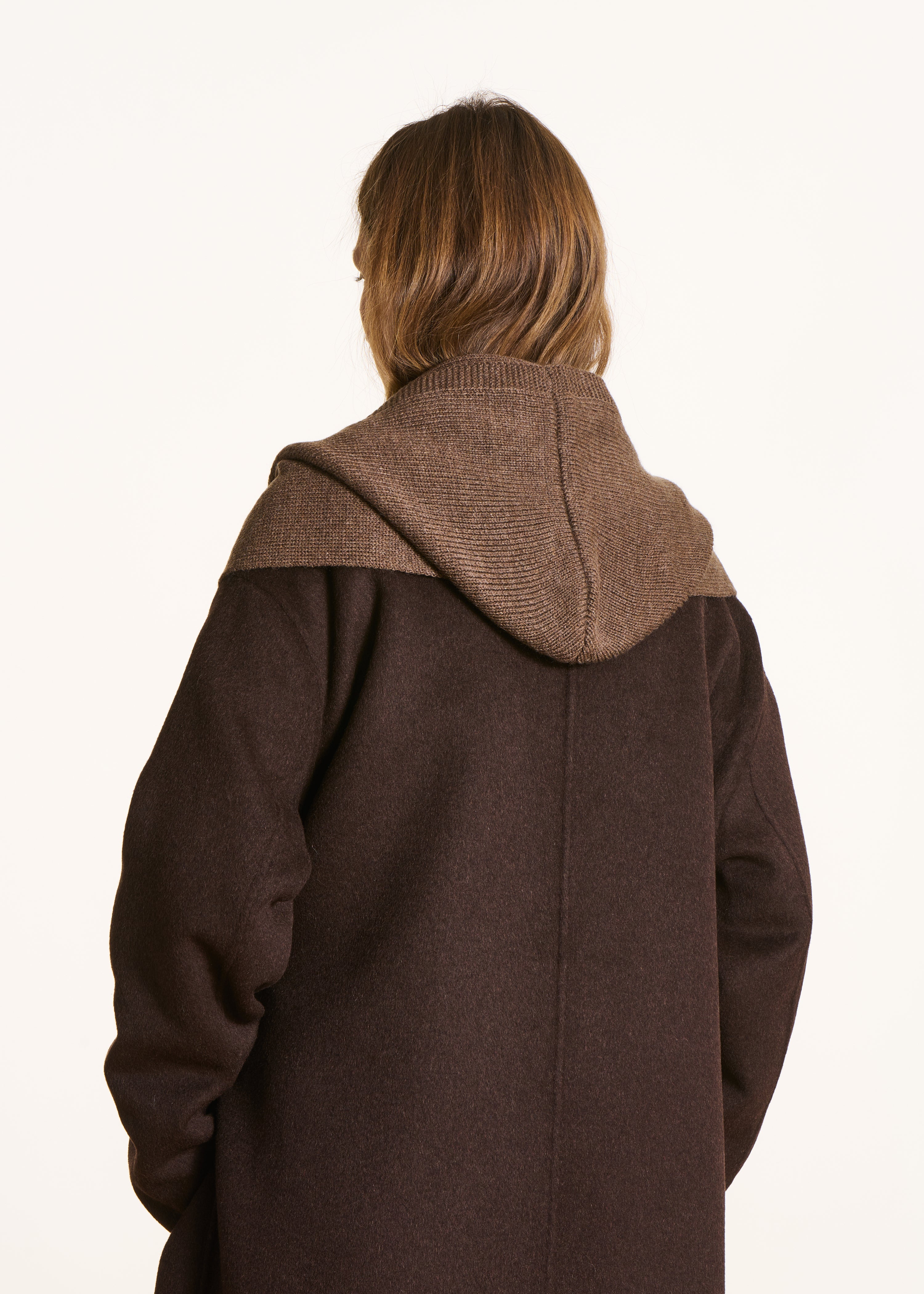 Brown hooded scarf