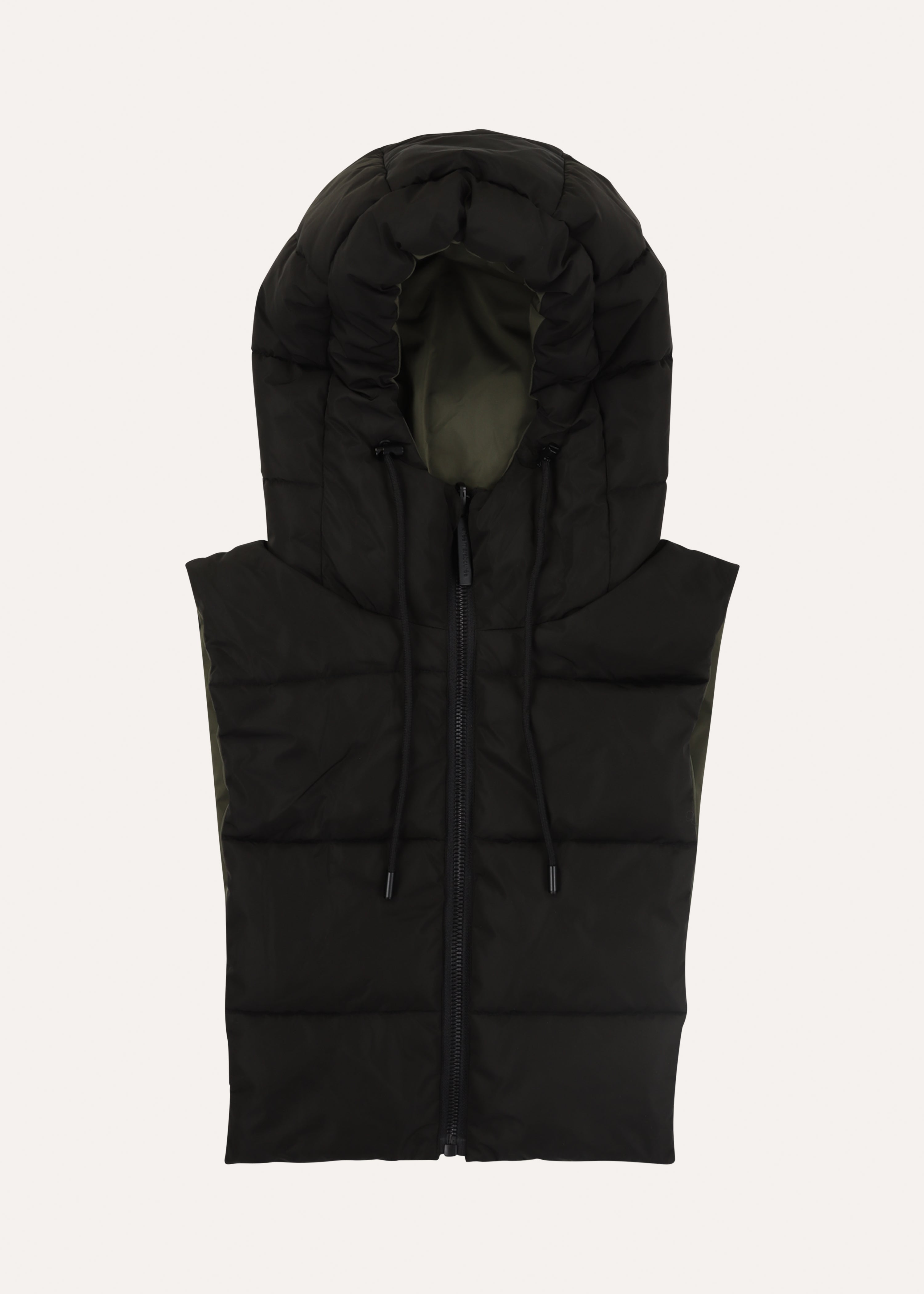 Capuche réversible noir et kaki