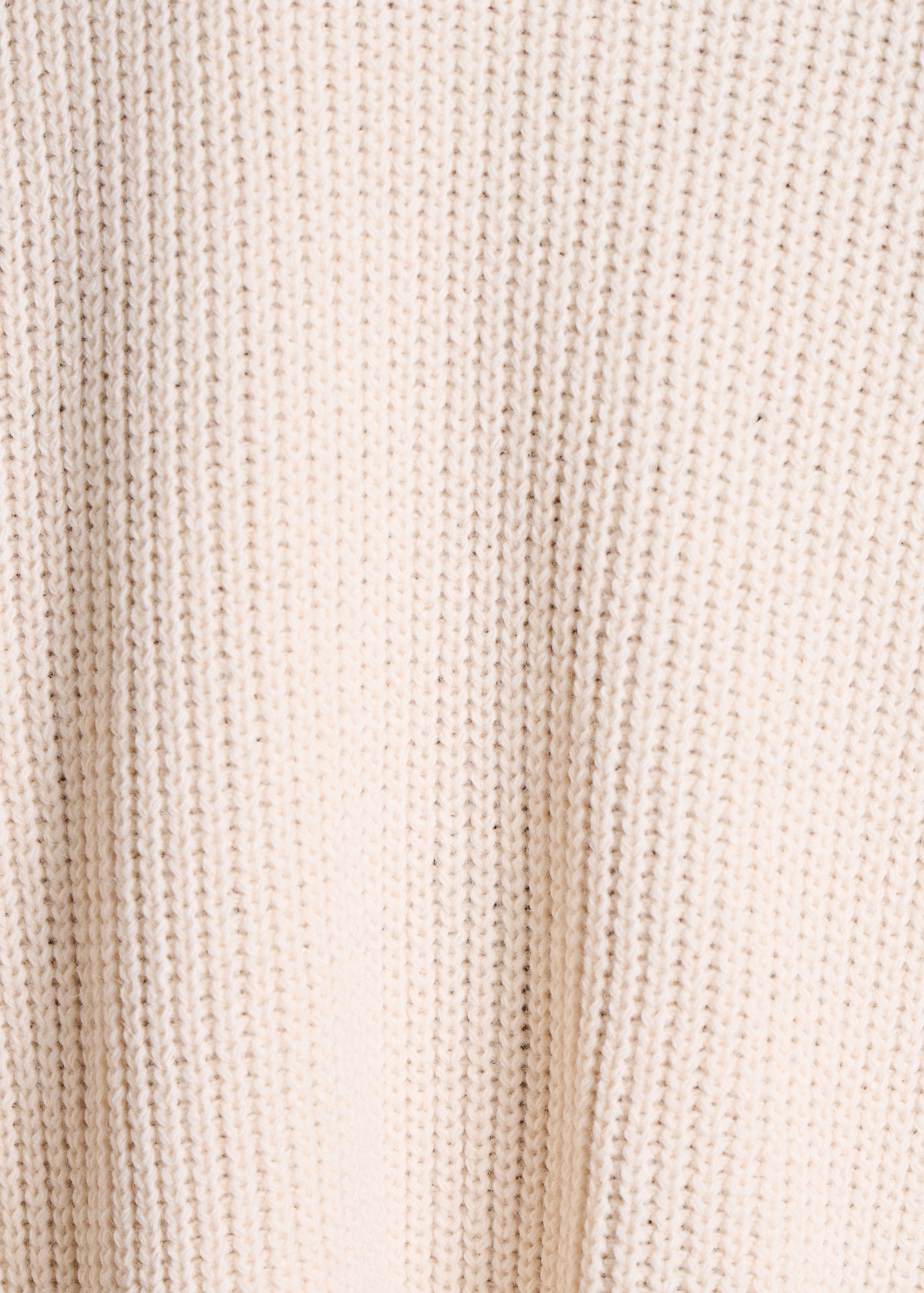 Cardigan con cintura in maglia a coste perlate ecrù