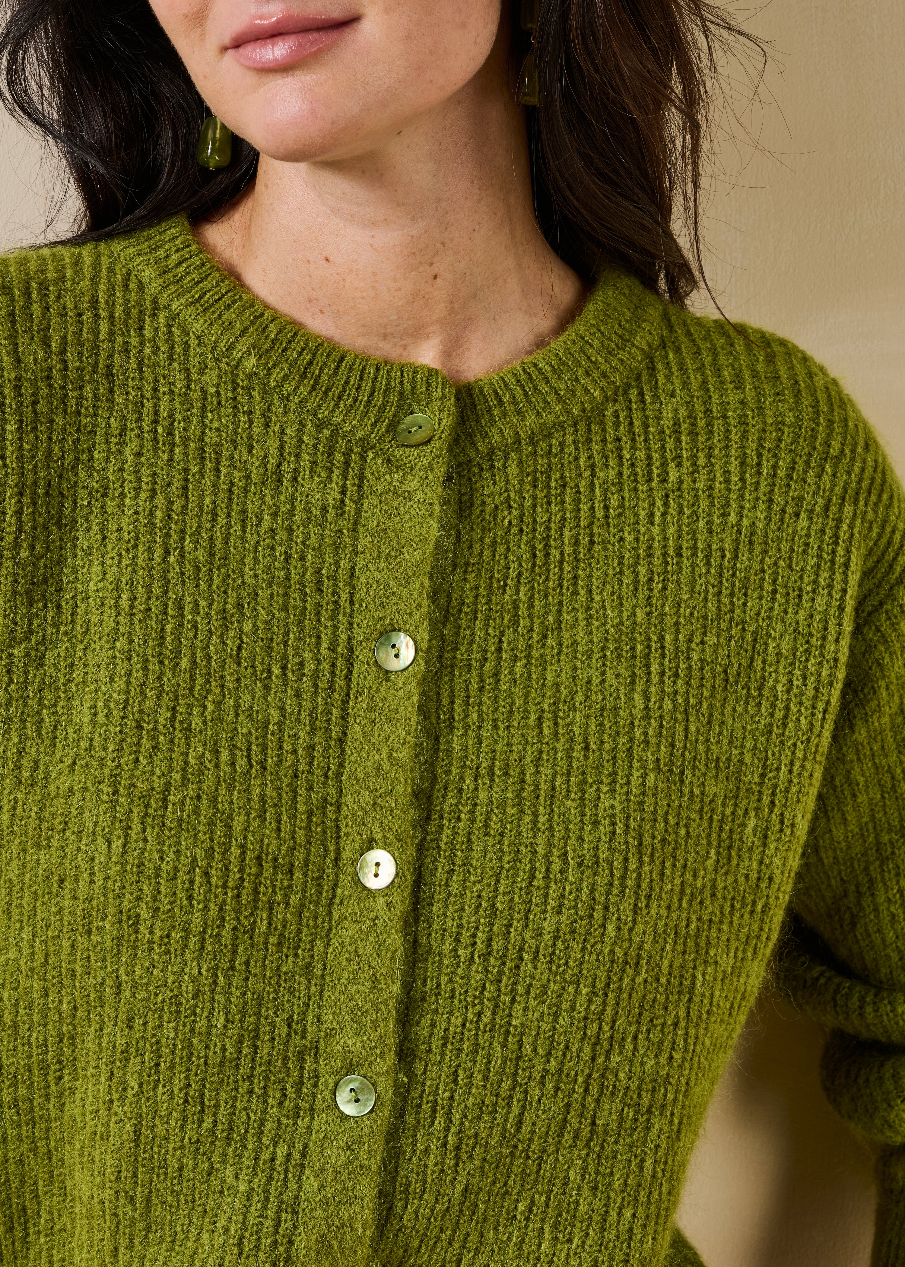Gilet vert manches longues col rond