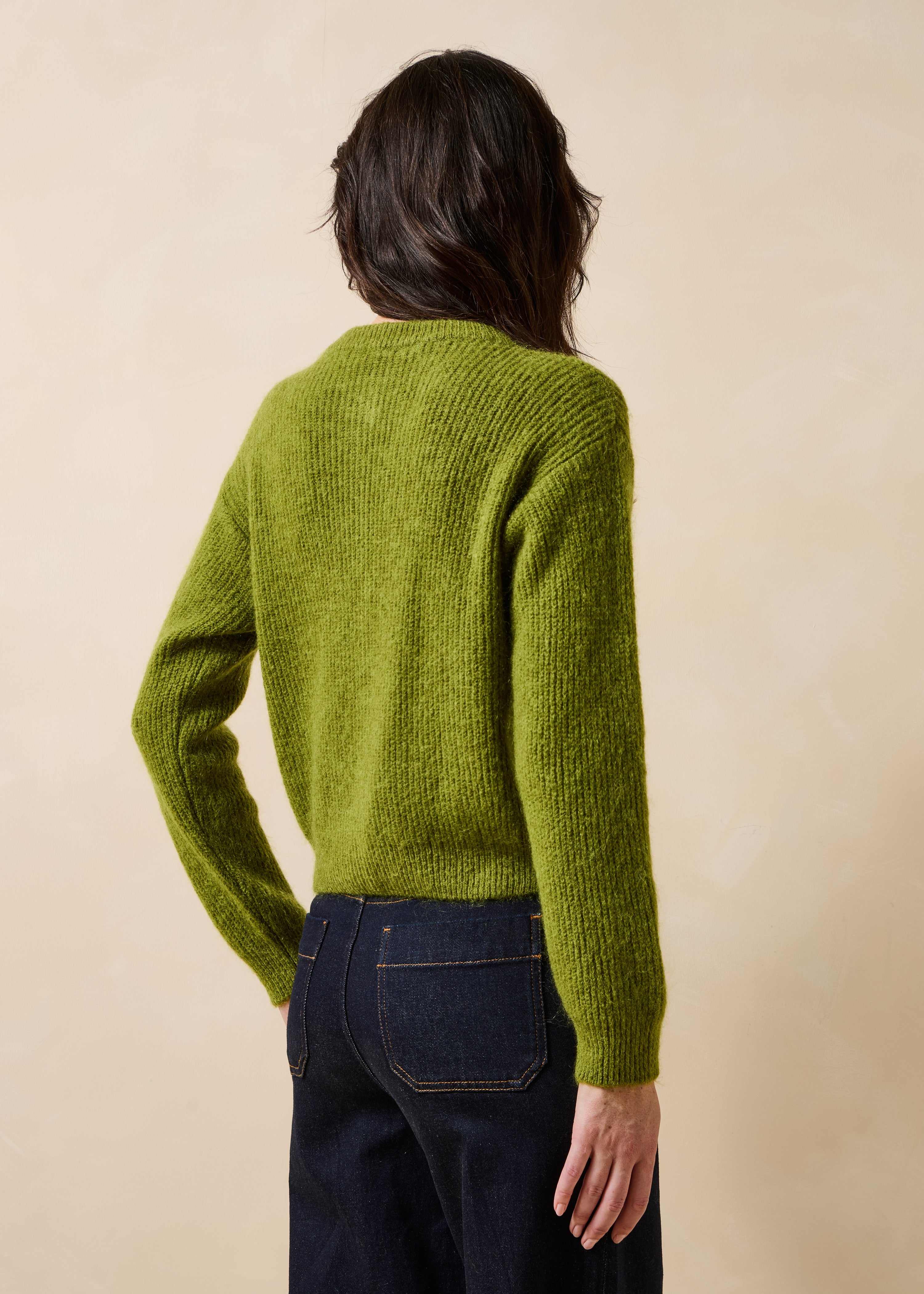 Gilet vert manches longues col rond