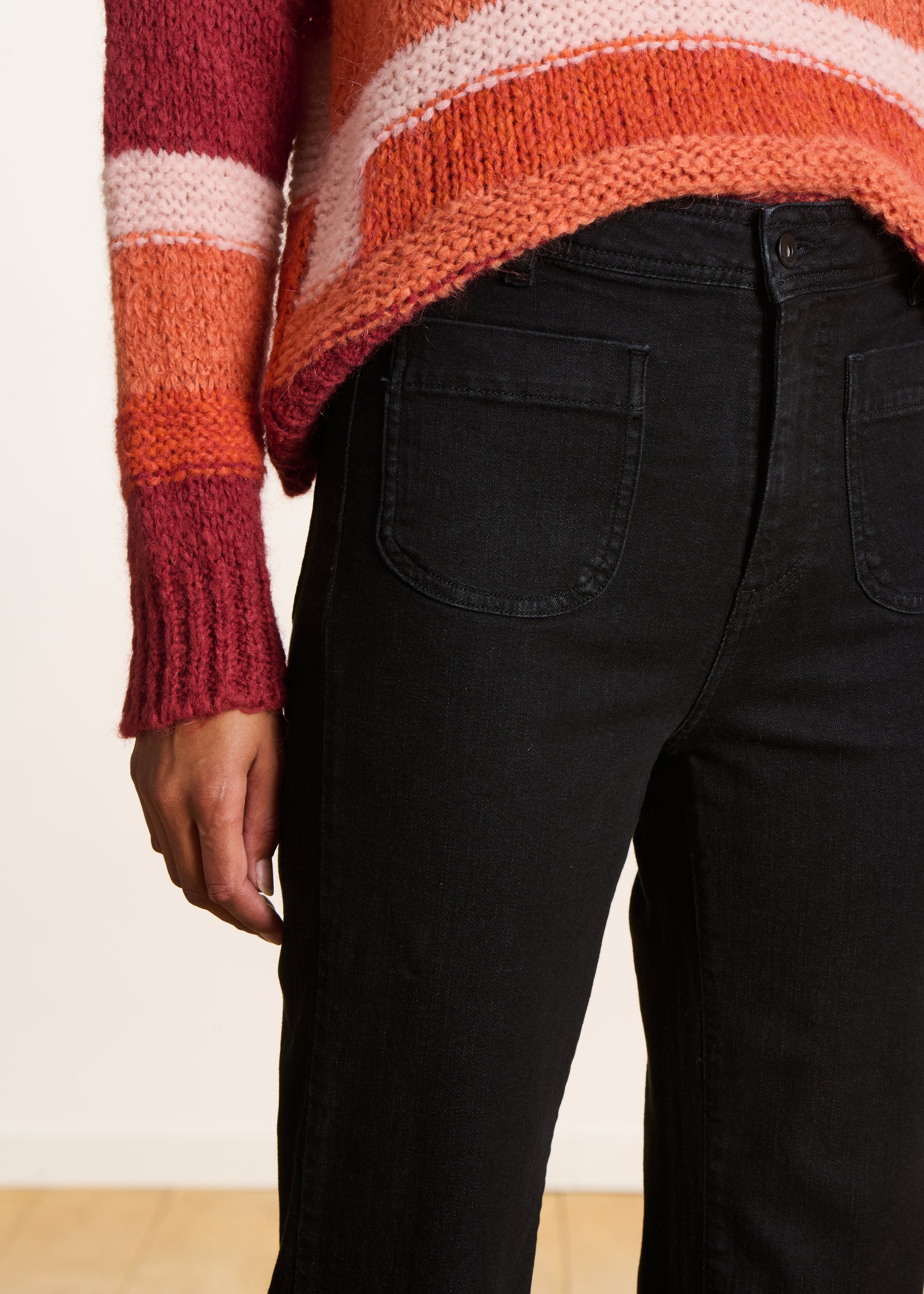 black bootcut jeans in organic cotton