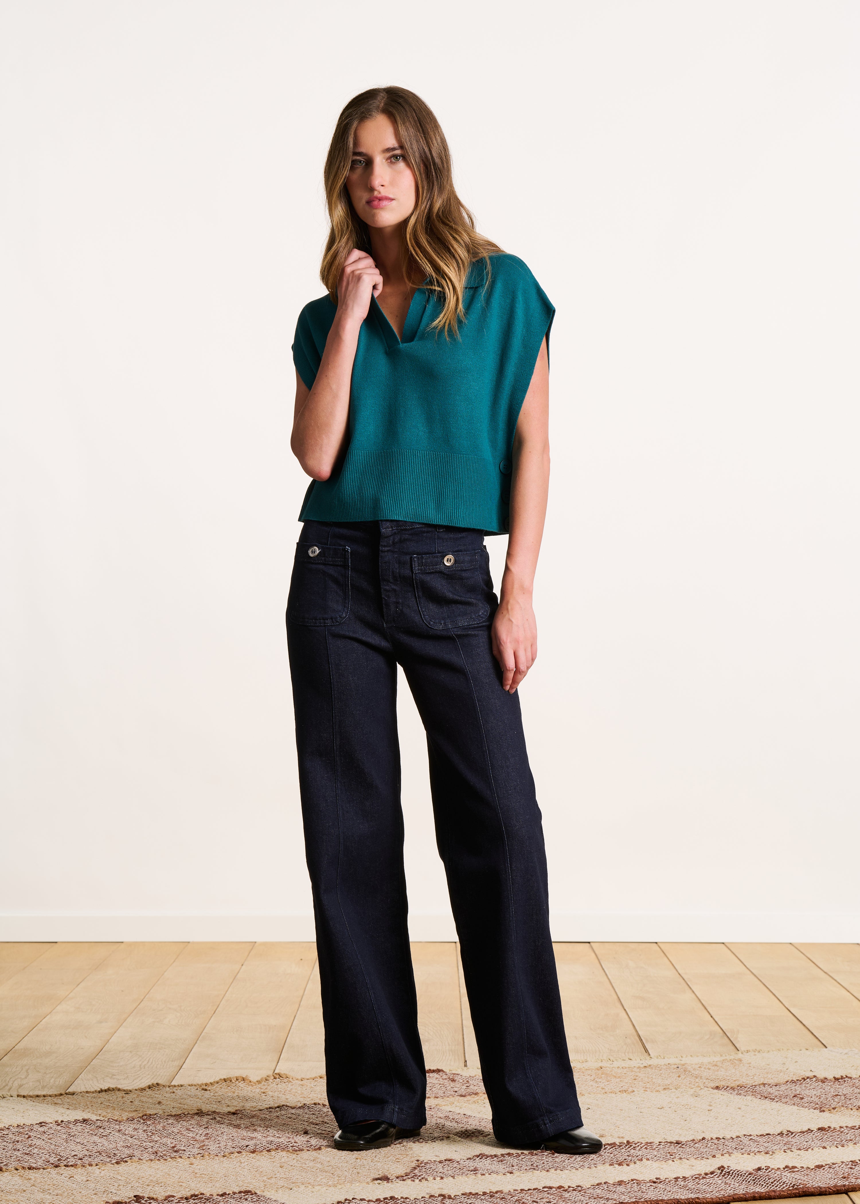 Straight-leg wide-leg jeans in organic cotton