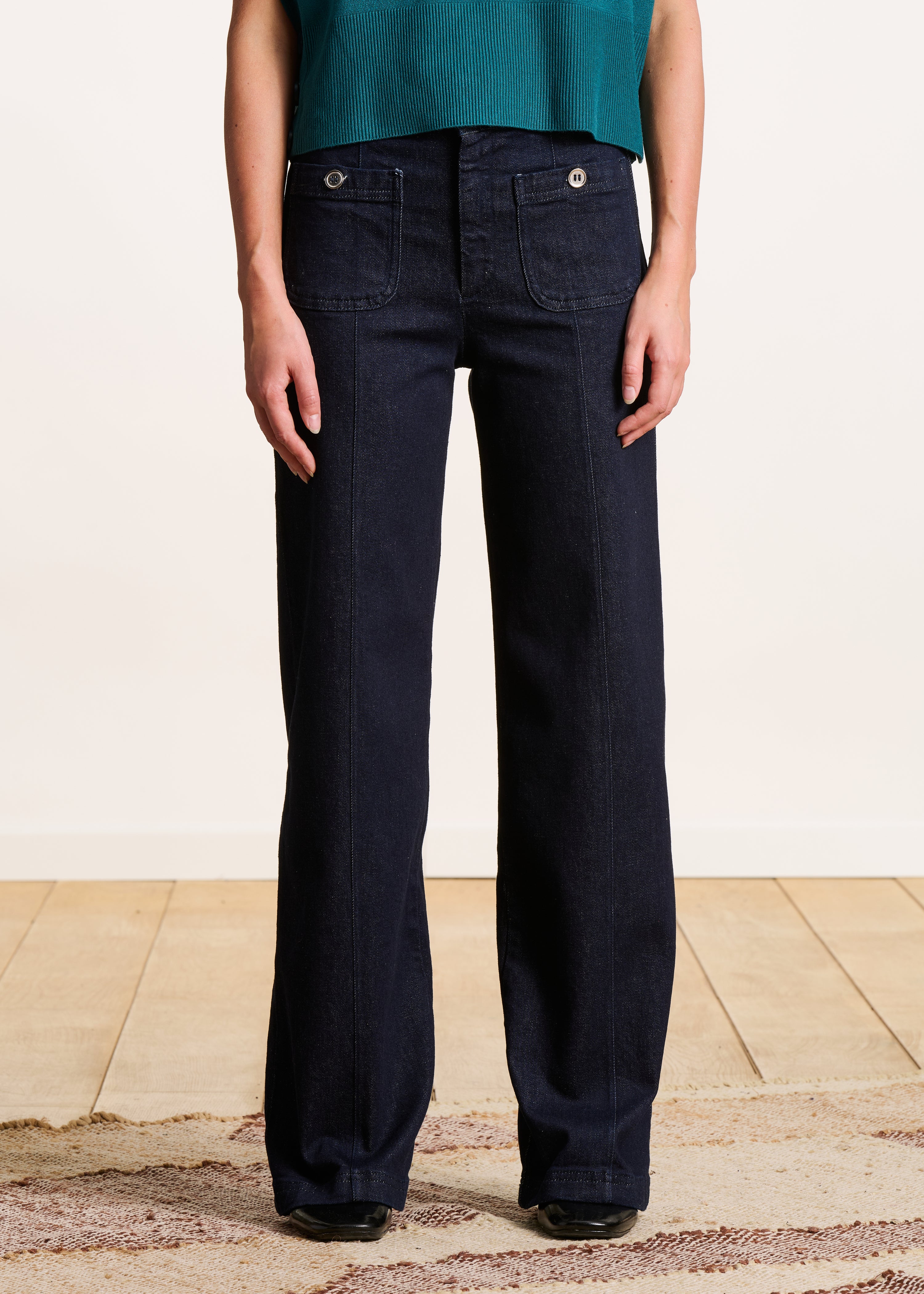 Straight-leg wide-leg jeans in organic cotton