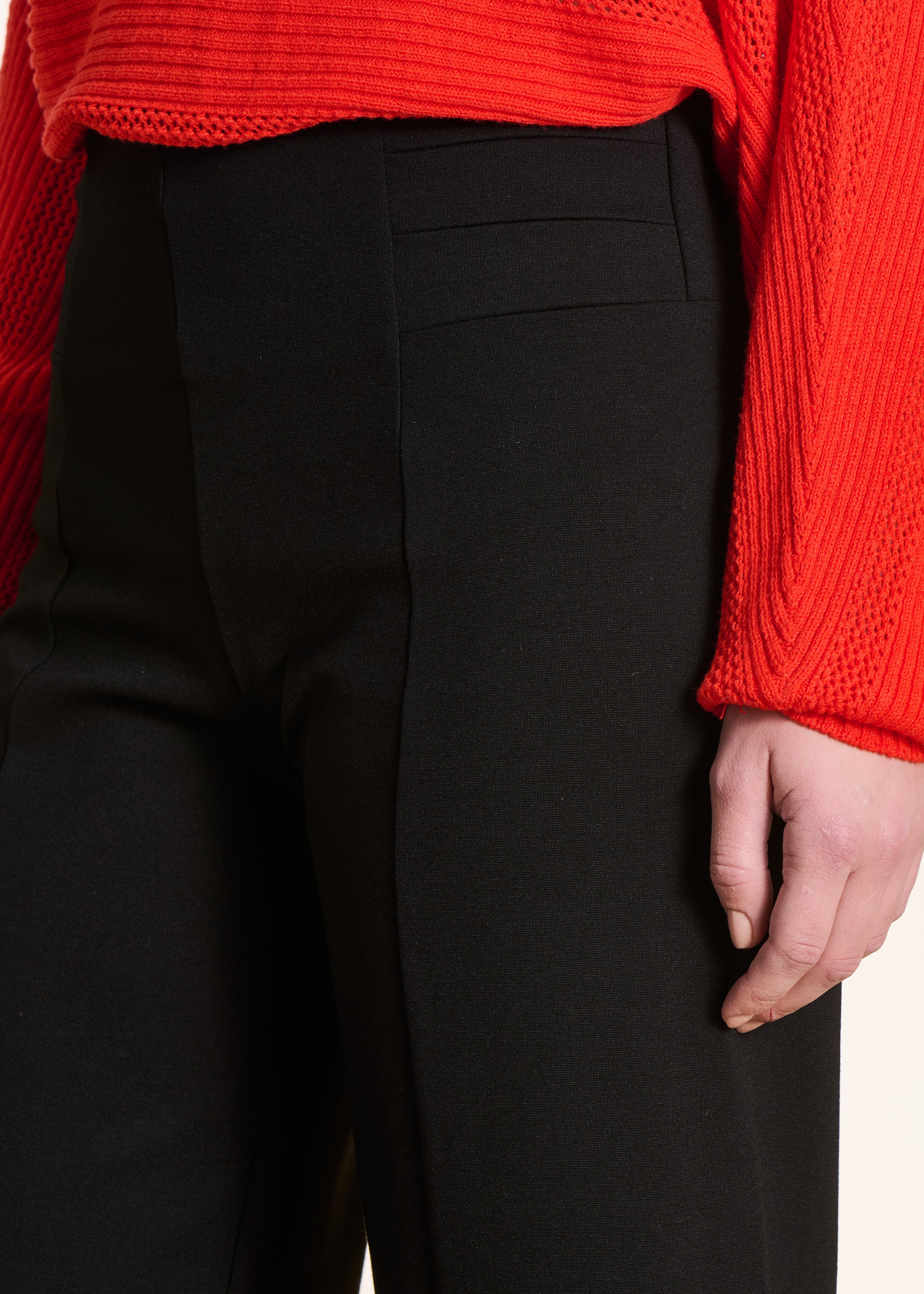 Pantalon cropped en jersey milano noir taille élastique