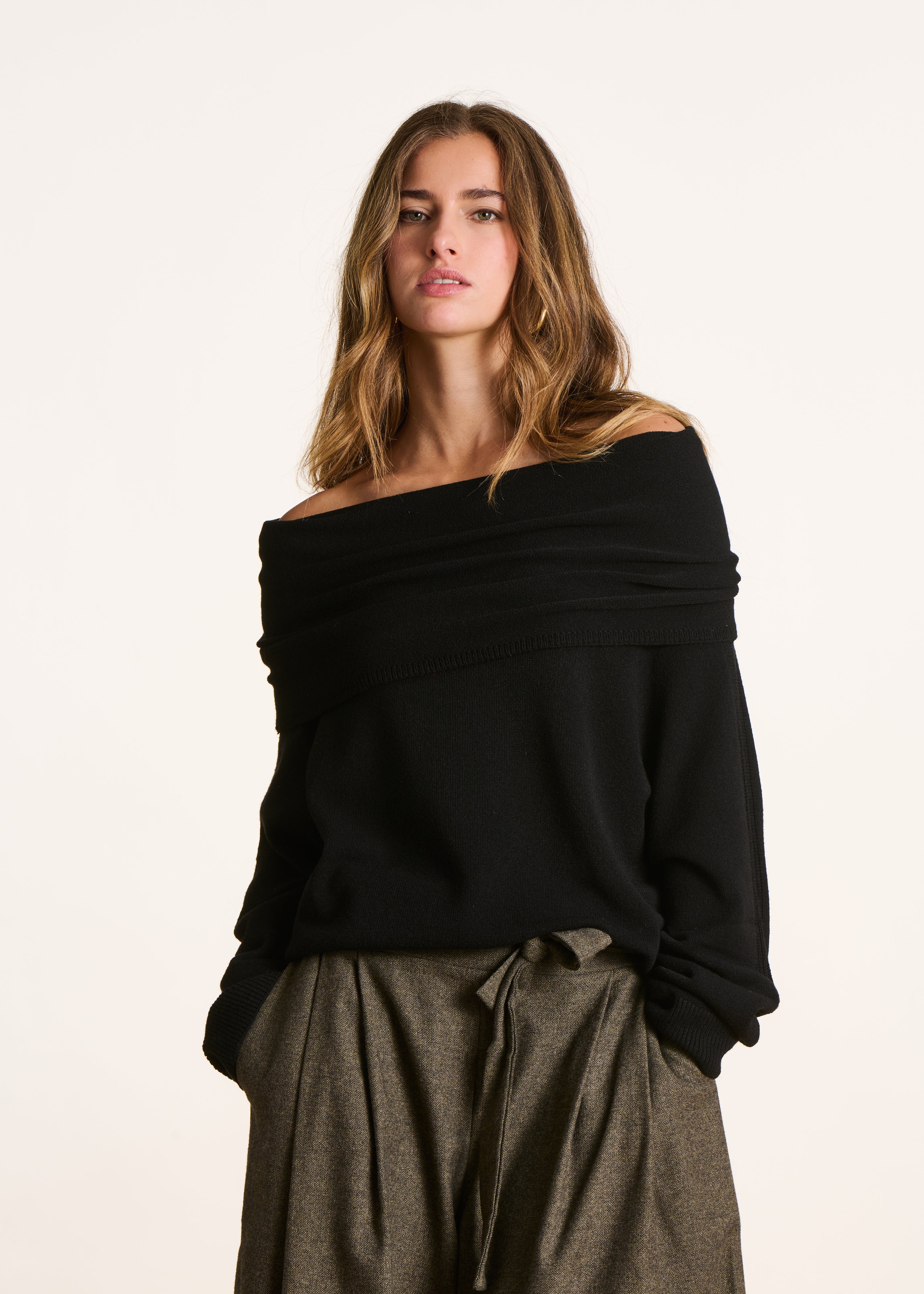 Black knit long sleeve sweater