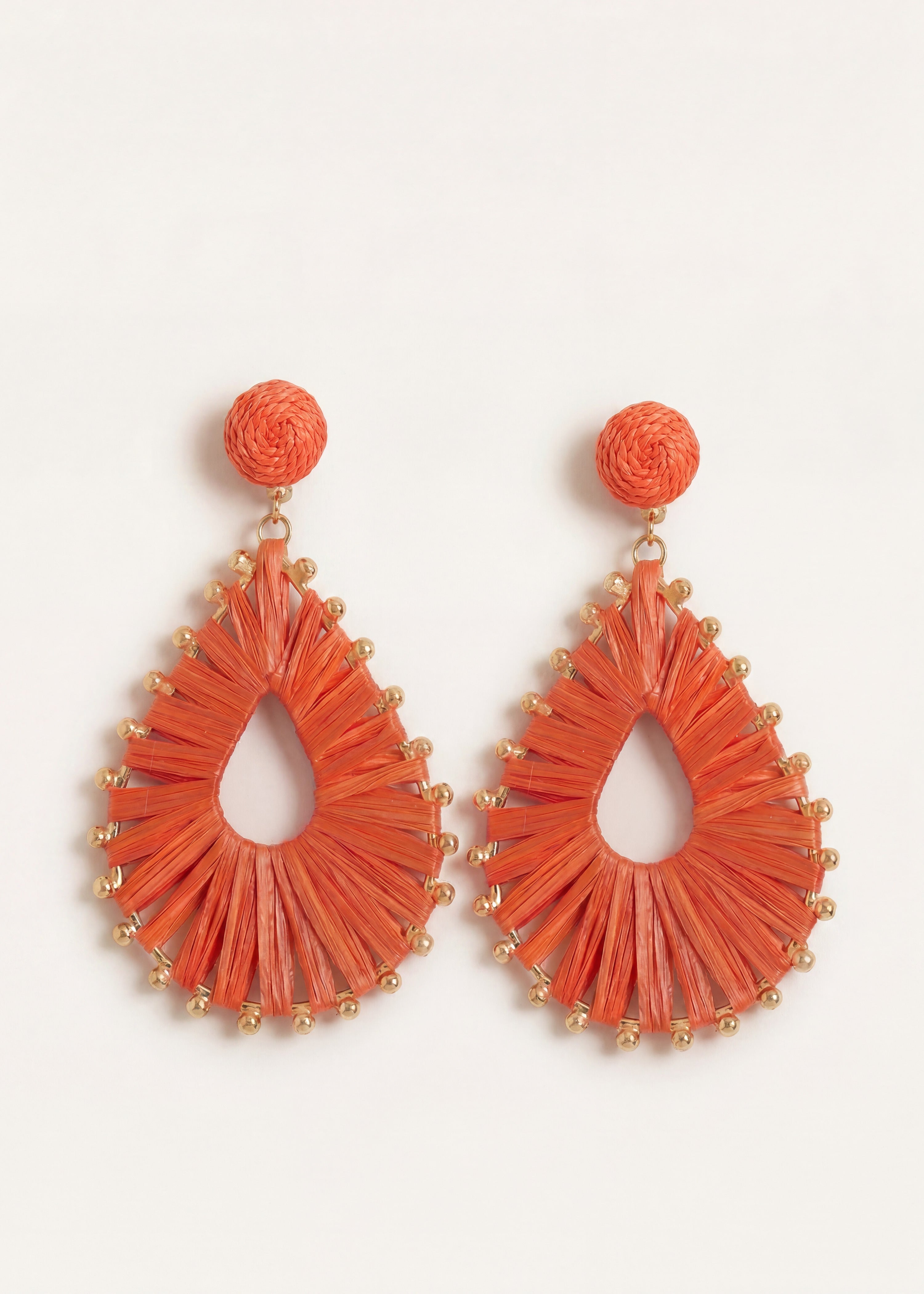 Boucles d'oreilles pendantes rouges effet raphia