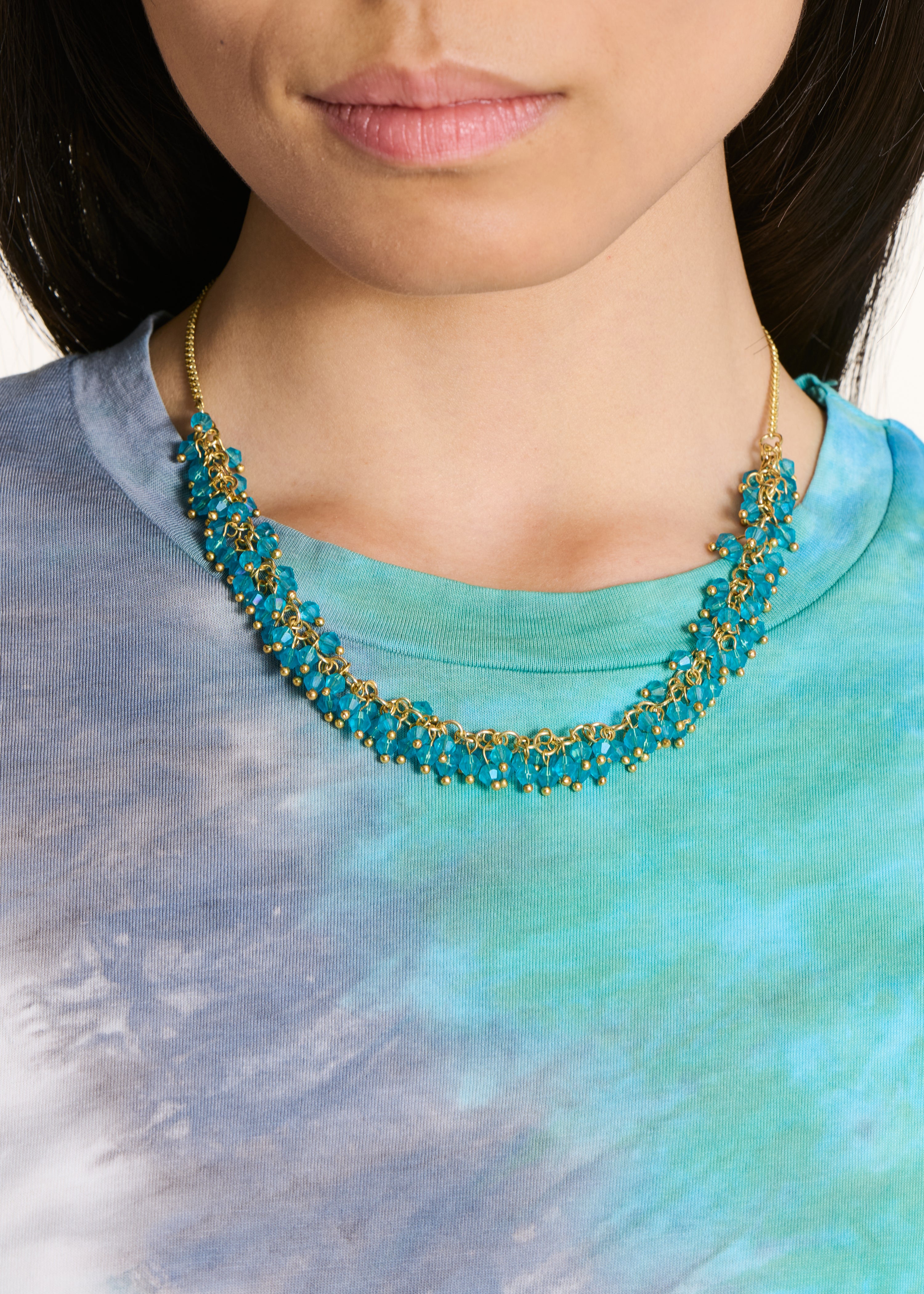 Choker-Halskette aus blauen Glasperlen