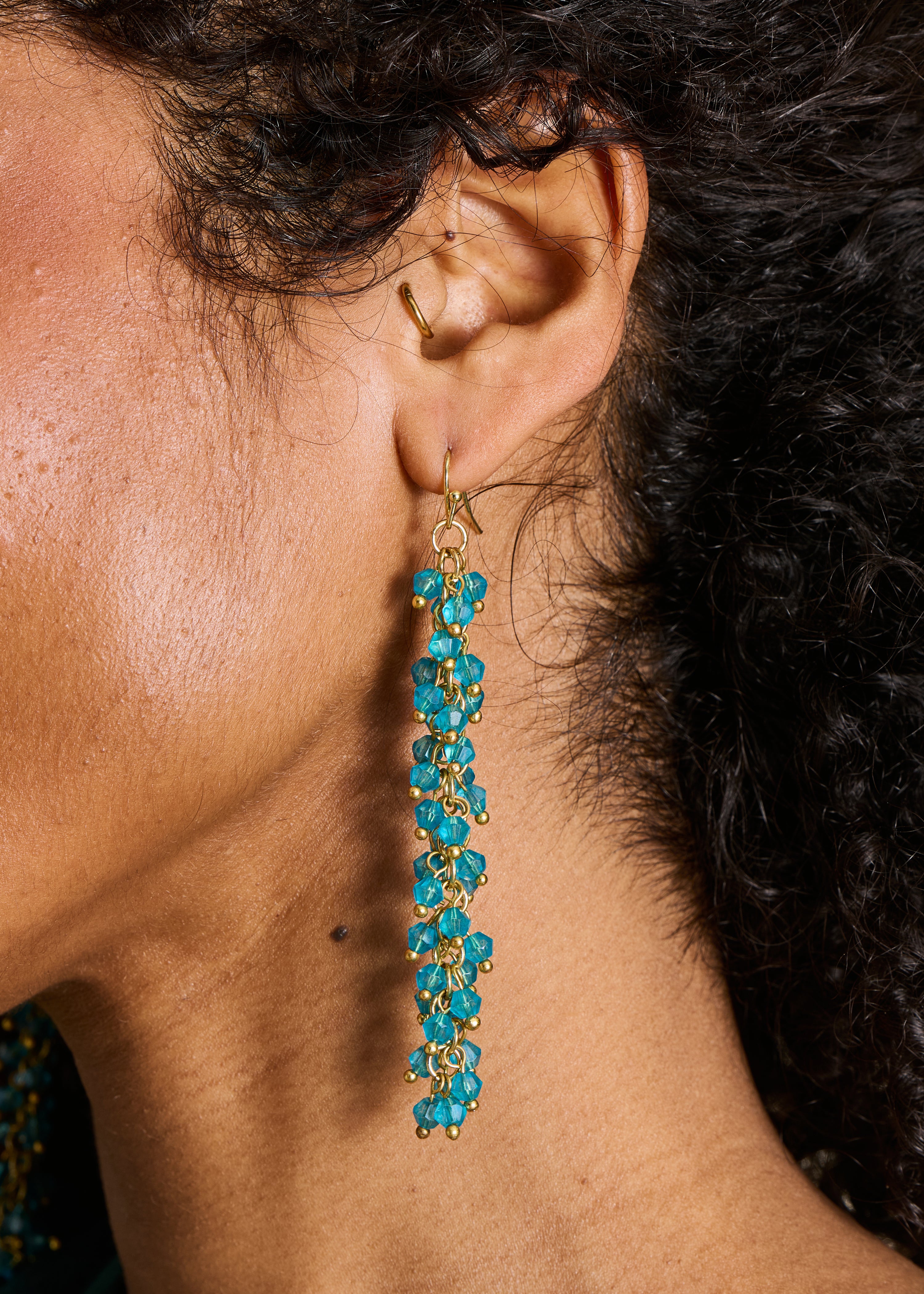 Blue Glass Pearl Earrings
