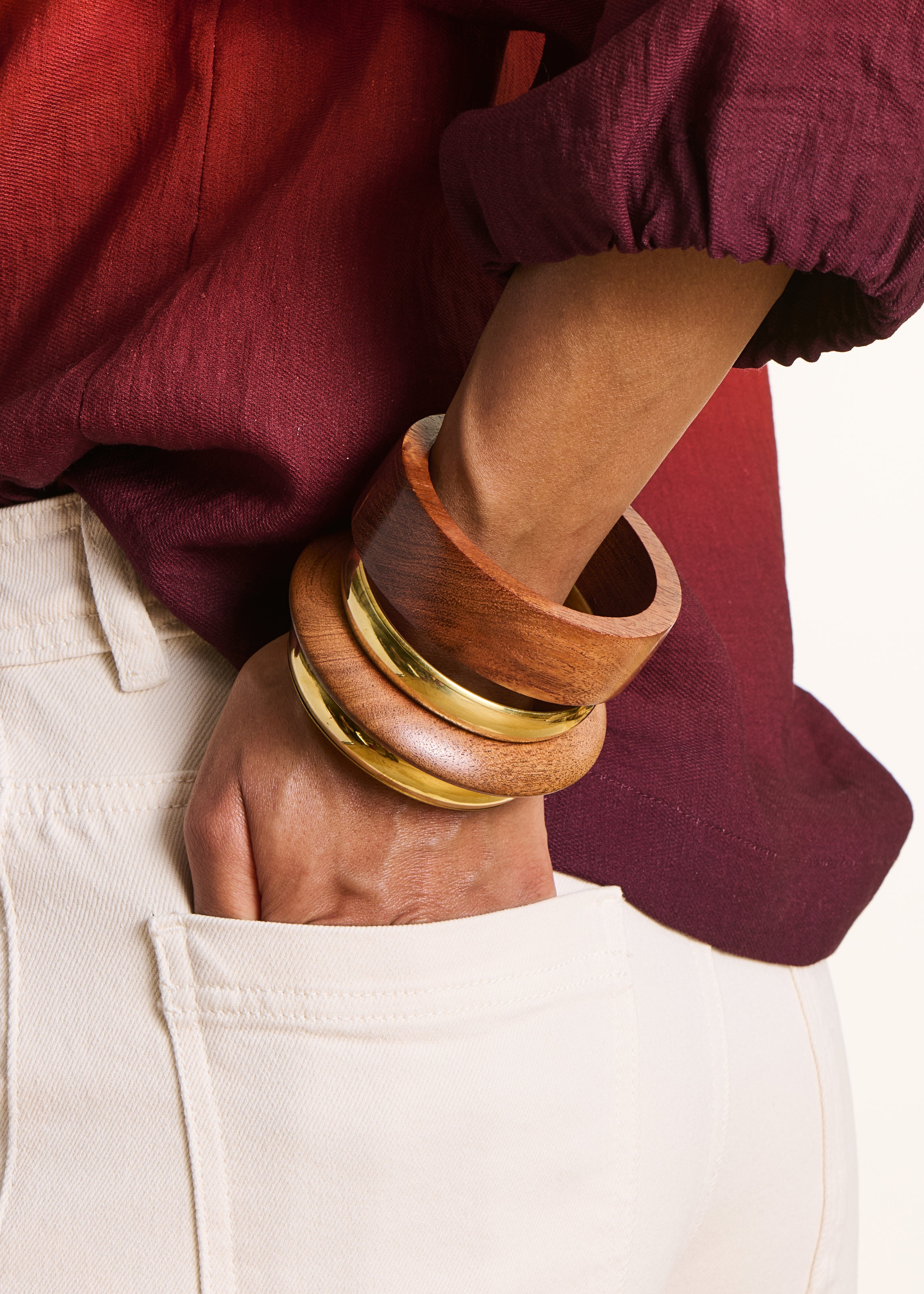 Bracciale multi-cerchi in legno