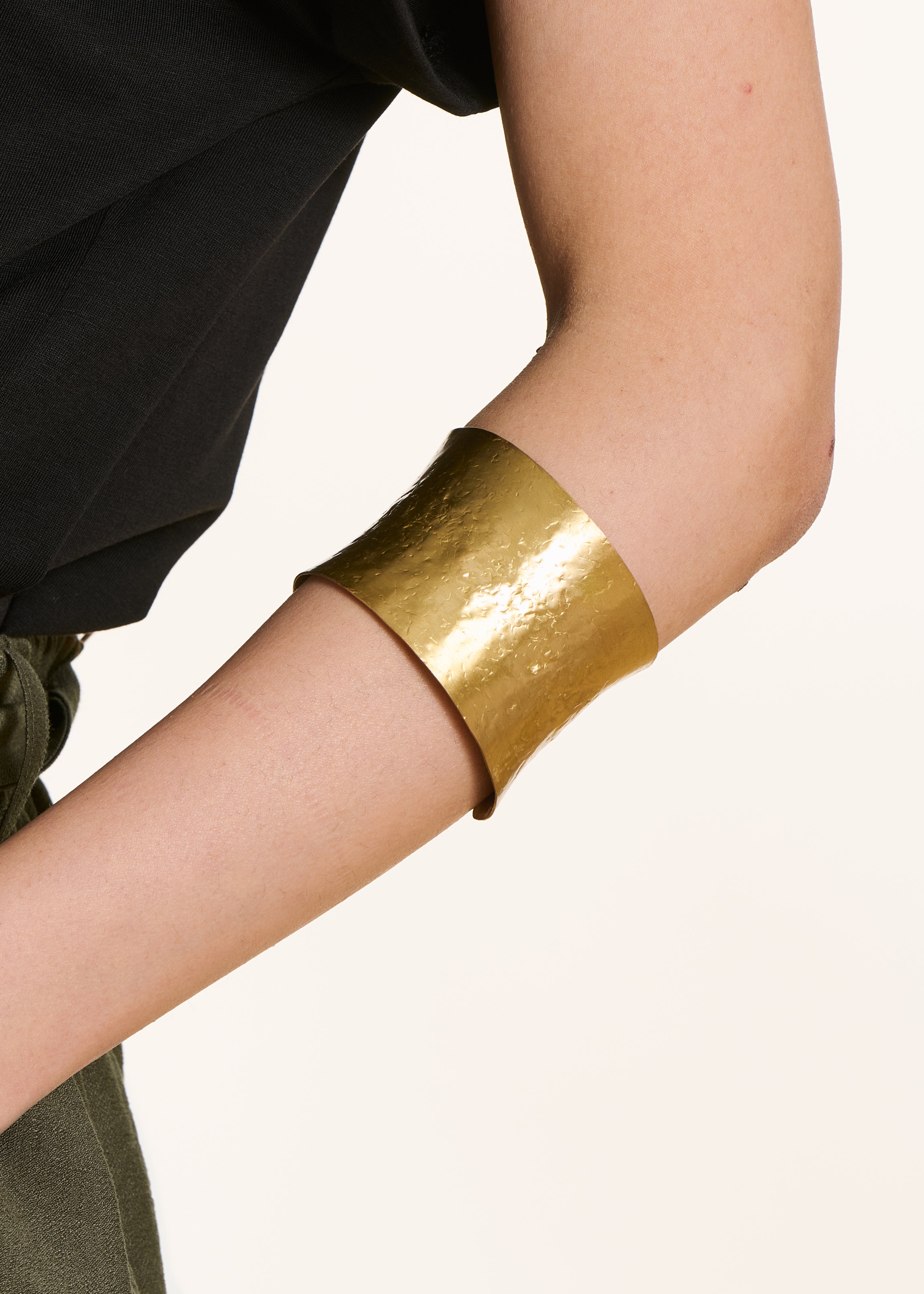 Adjustable Wide Gold-Tone Cuff Bracelet