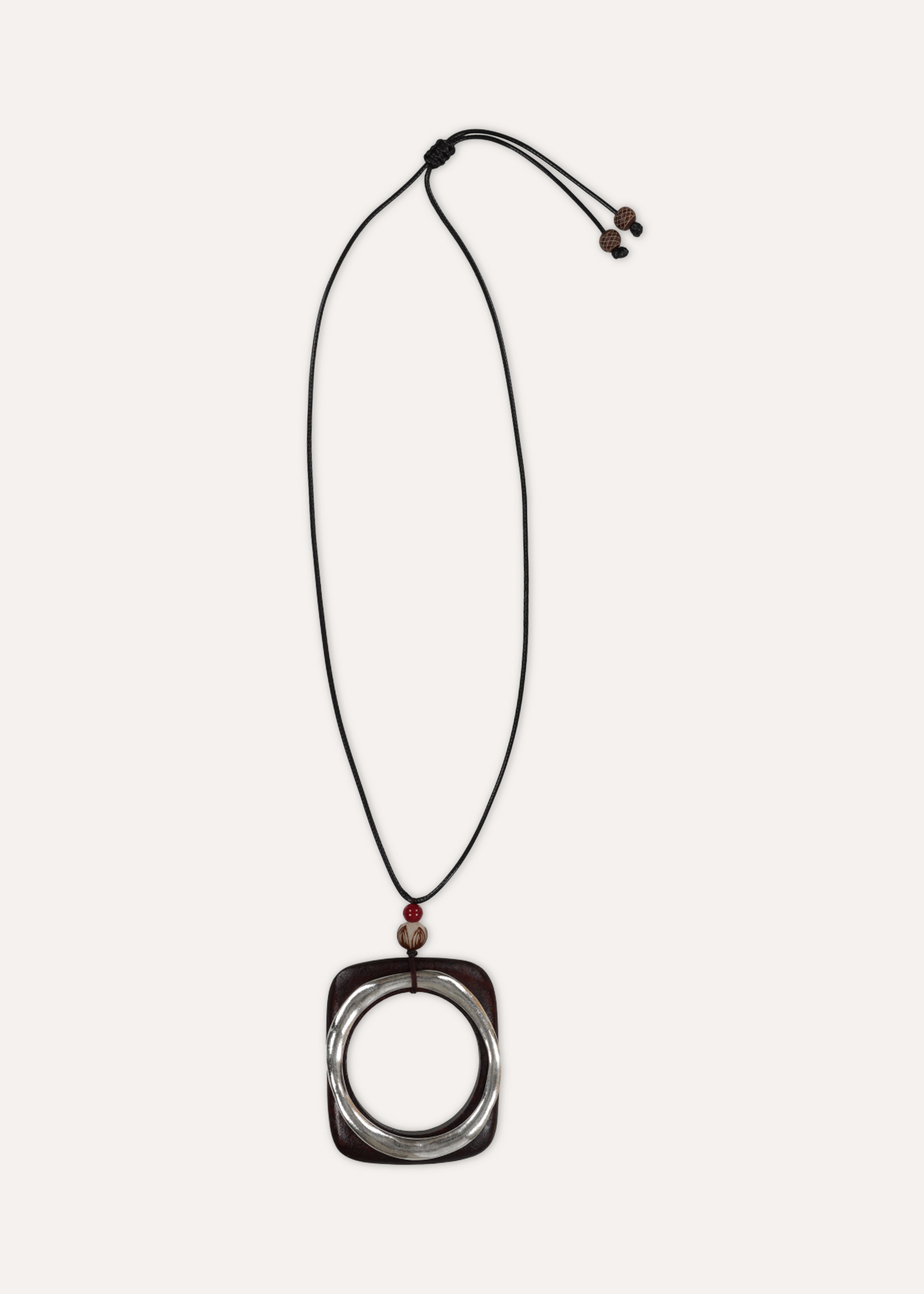Collier sautoir ajustable en bois