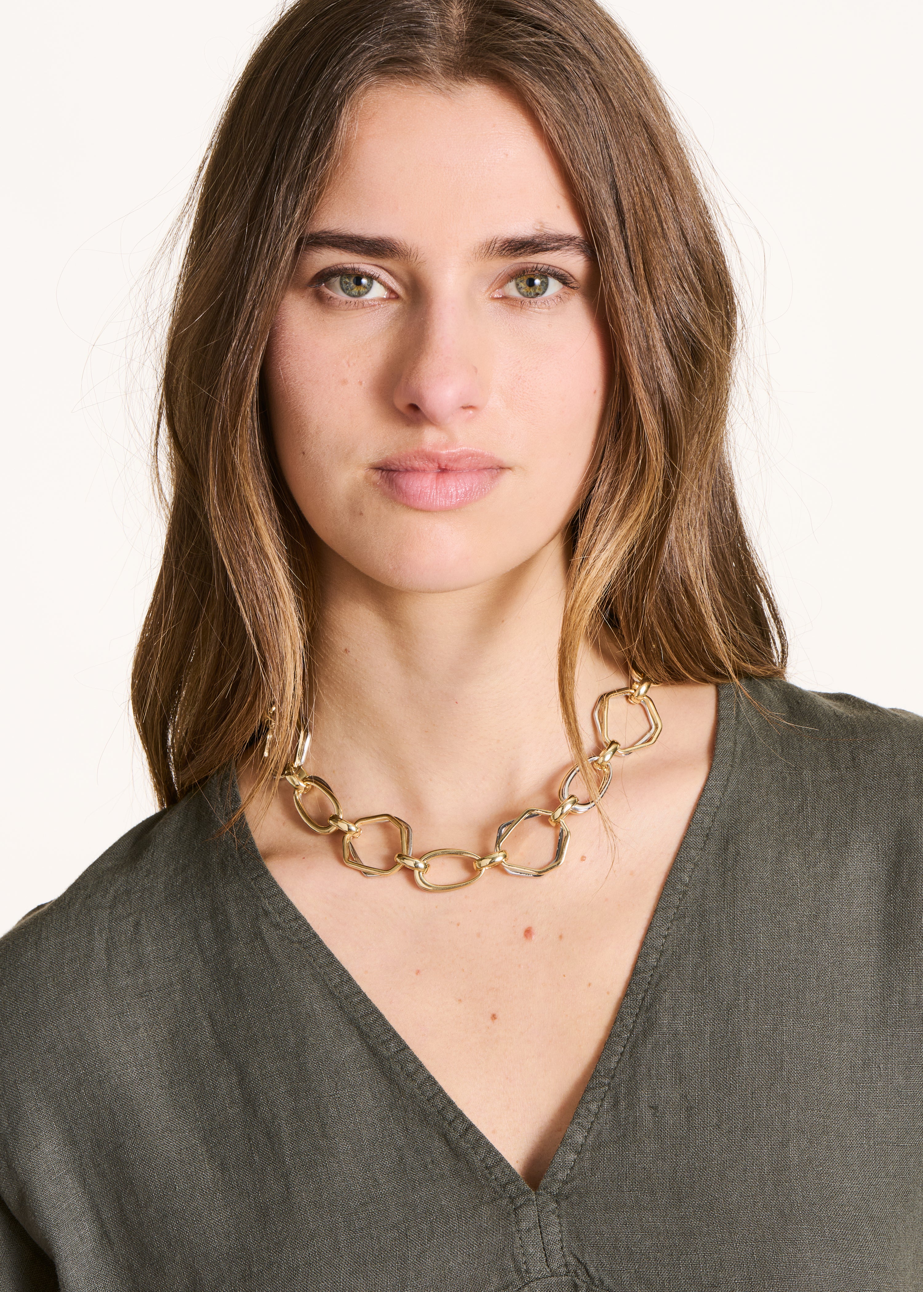 Collana catena dorata e argentata