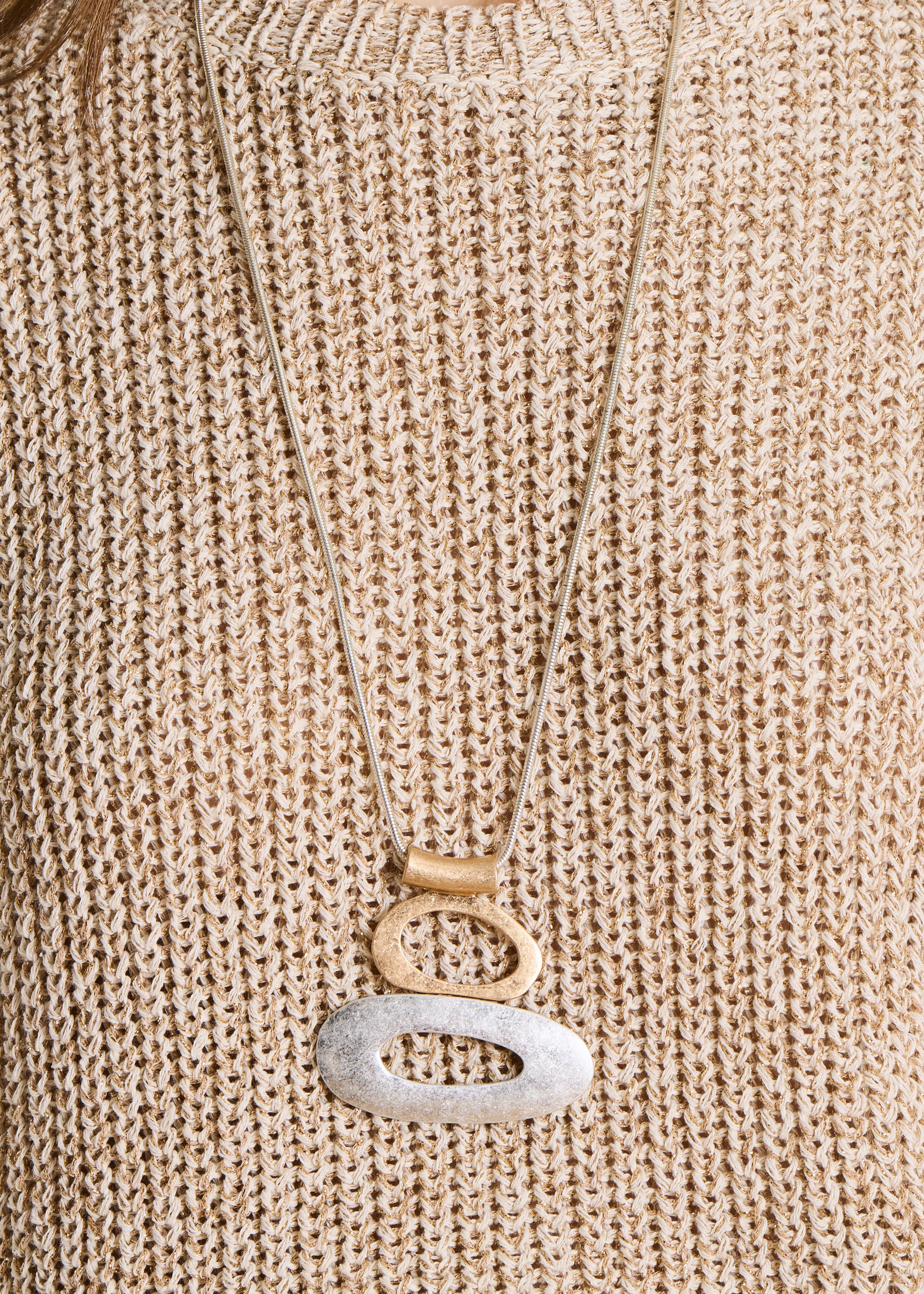 Gold and silver long necklace