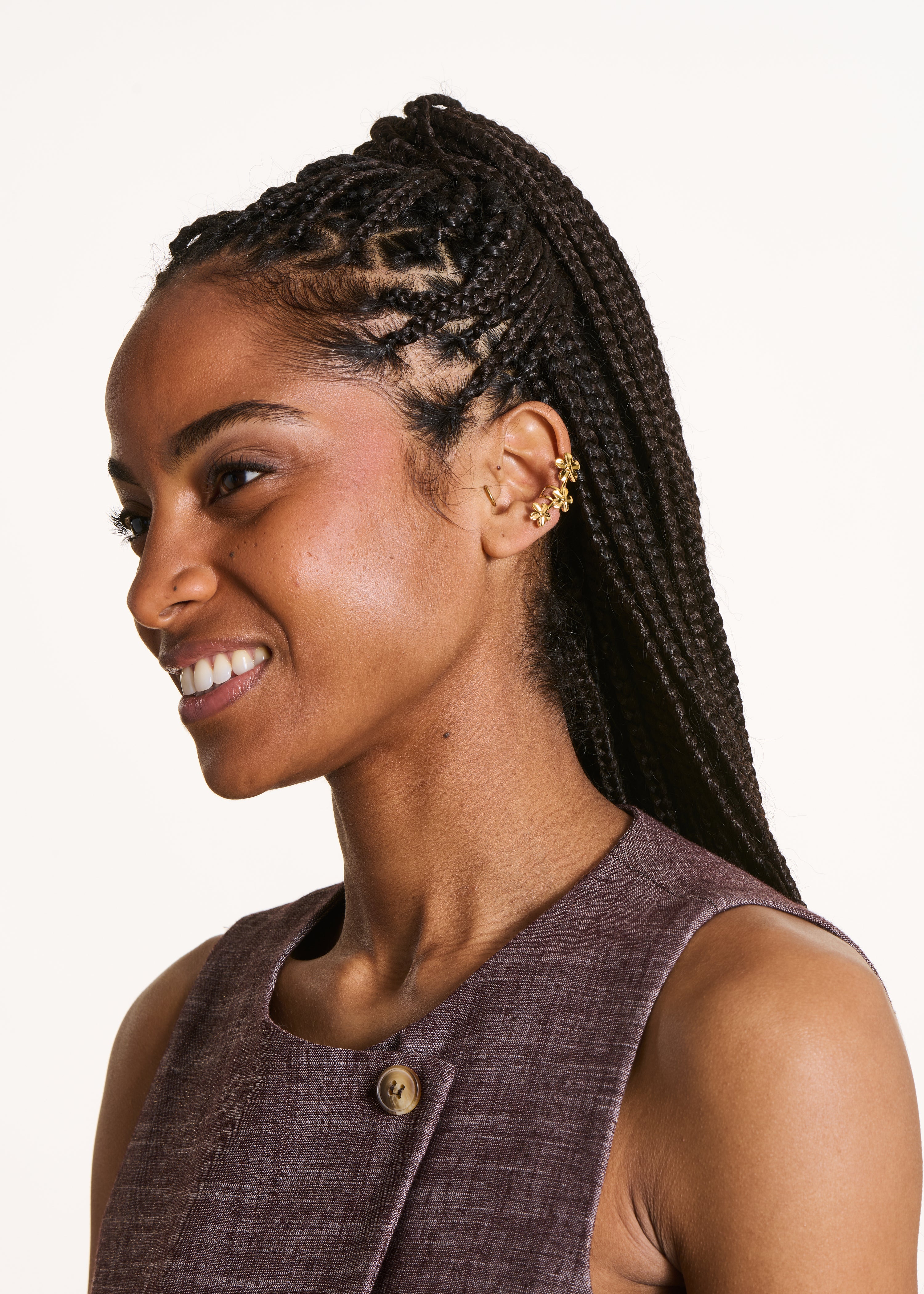 Golden flower earcuff earrings